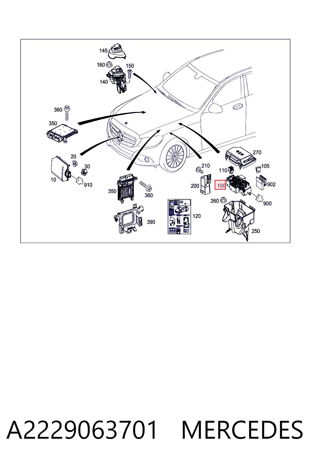 Блок предохранителей MERCEDES A2229063701