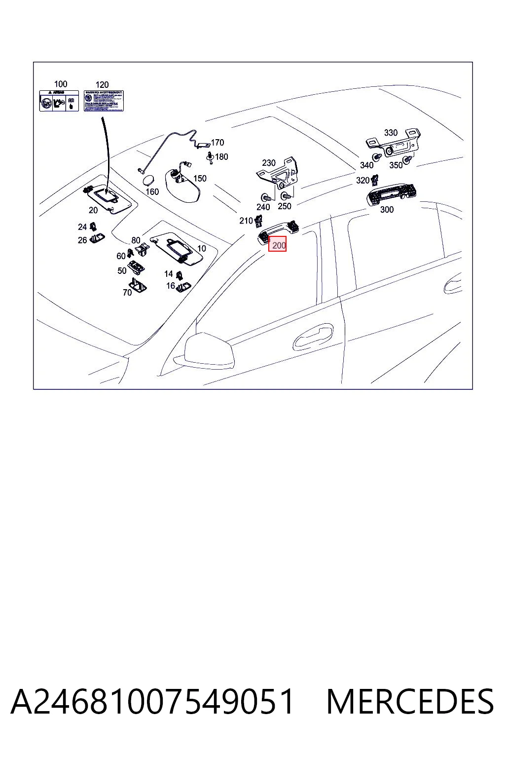 Ручка крыши салона Mercedes 2468100754 цена, от 11.29 USD