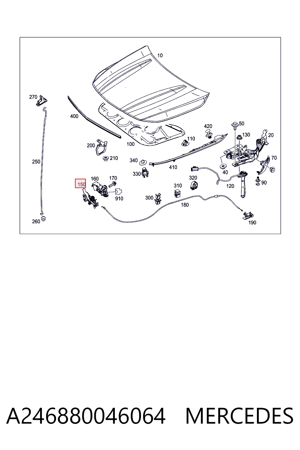 Замок капота Mercedes CLA универсал (X117) (2015 - 2019) цена, от 38.01 USD