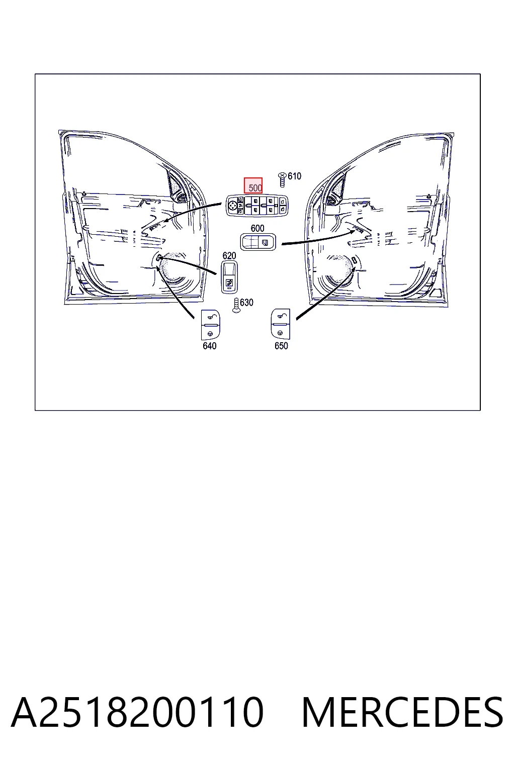A2518200110 Mercedes Кнопки переднего левого стекло подъёмника