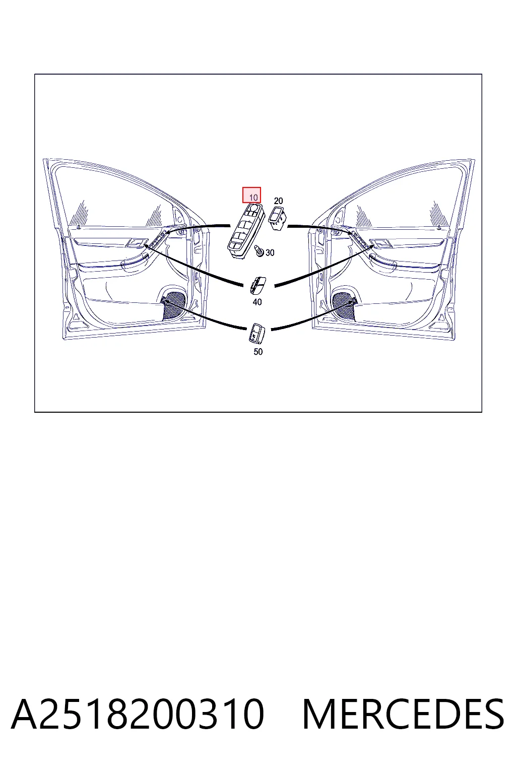 A2518200310 Mercedes Кнопки переднего левого стекло подъёмника