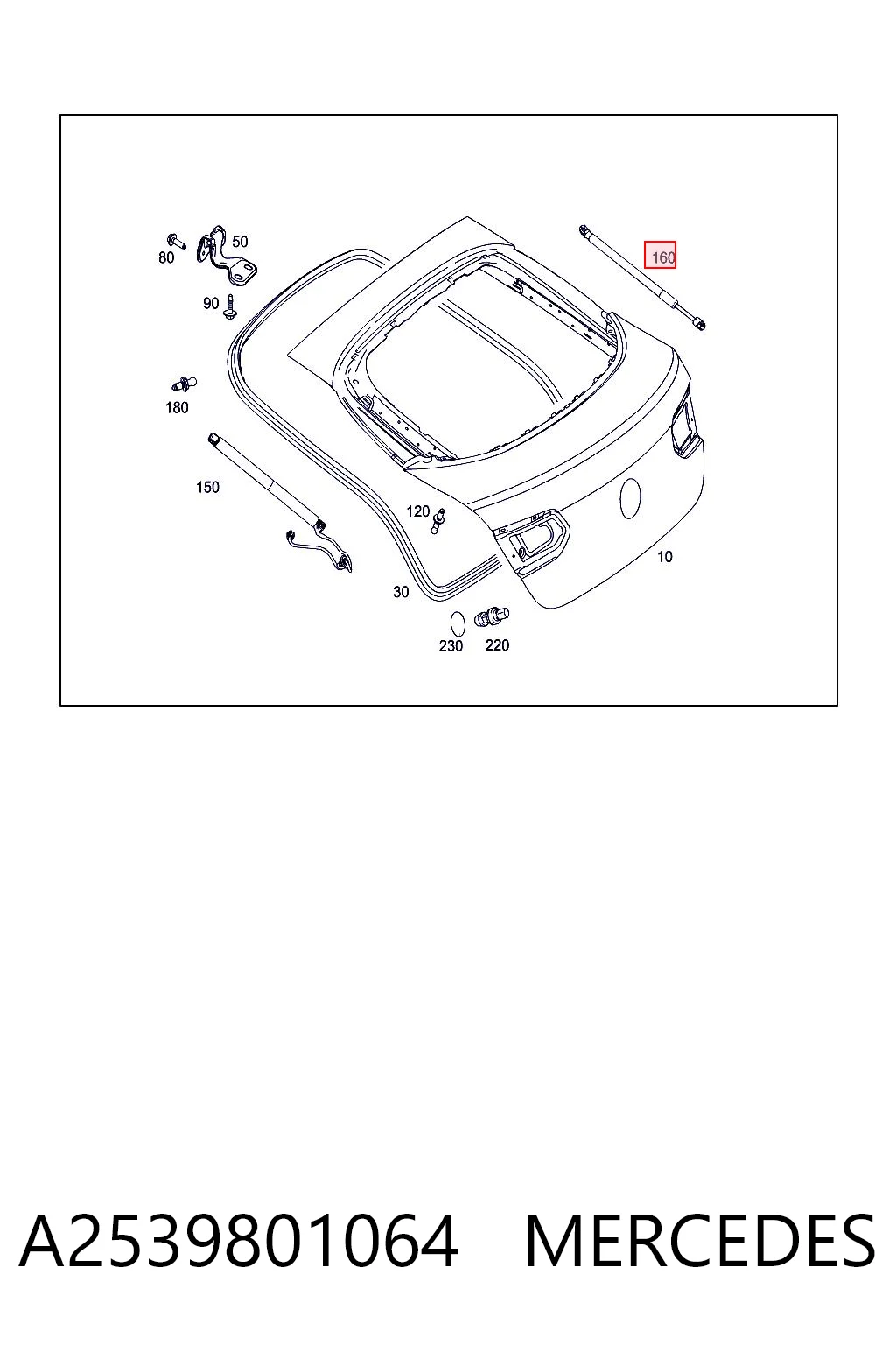 A2539801064 Mercedes Амортизатор крышки багажника