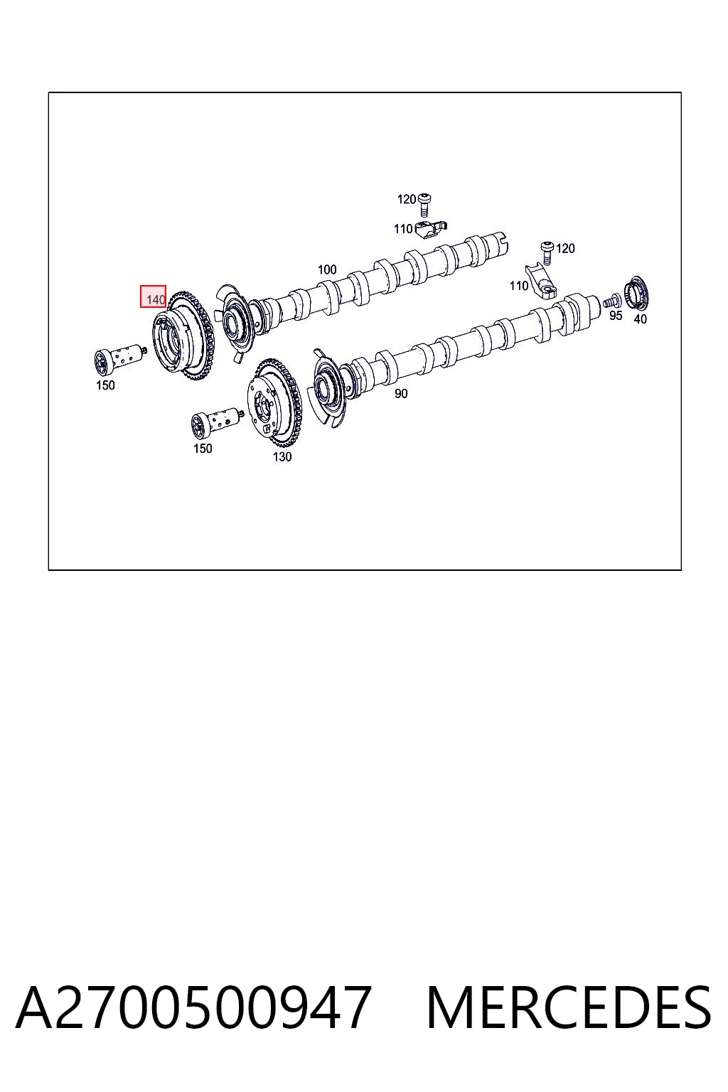 A2700500947 Mercedes Звездочка-шестерня распредвала двигателя, выпускного