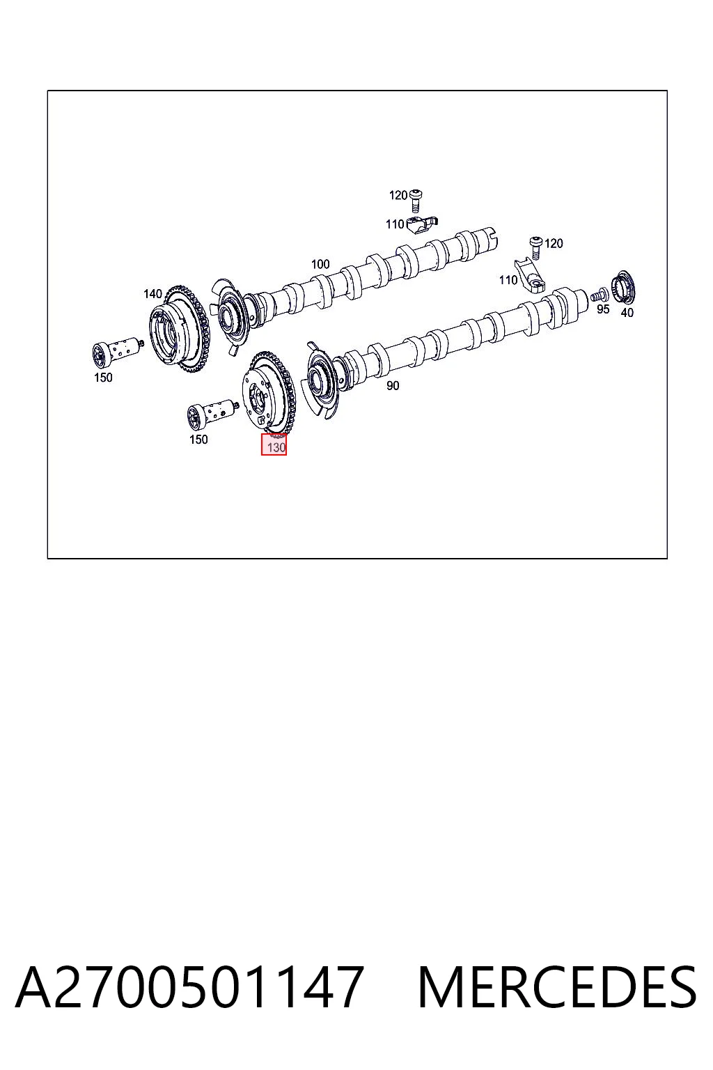 A2700501147 Mercedes Звездочка шестерня распредвала двигателя выпускного