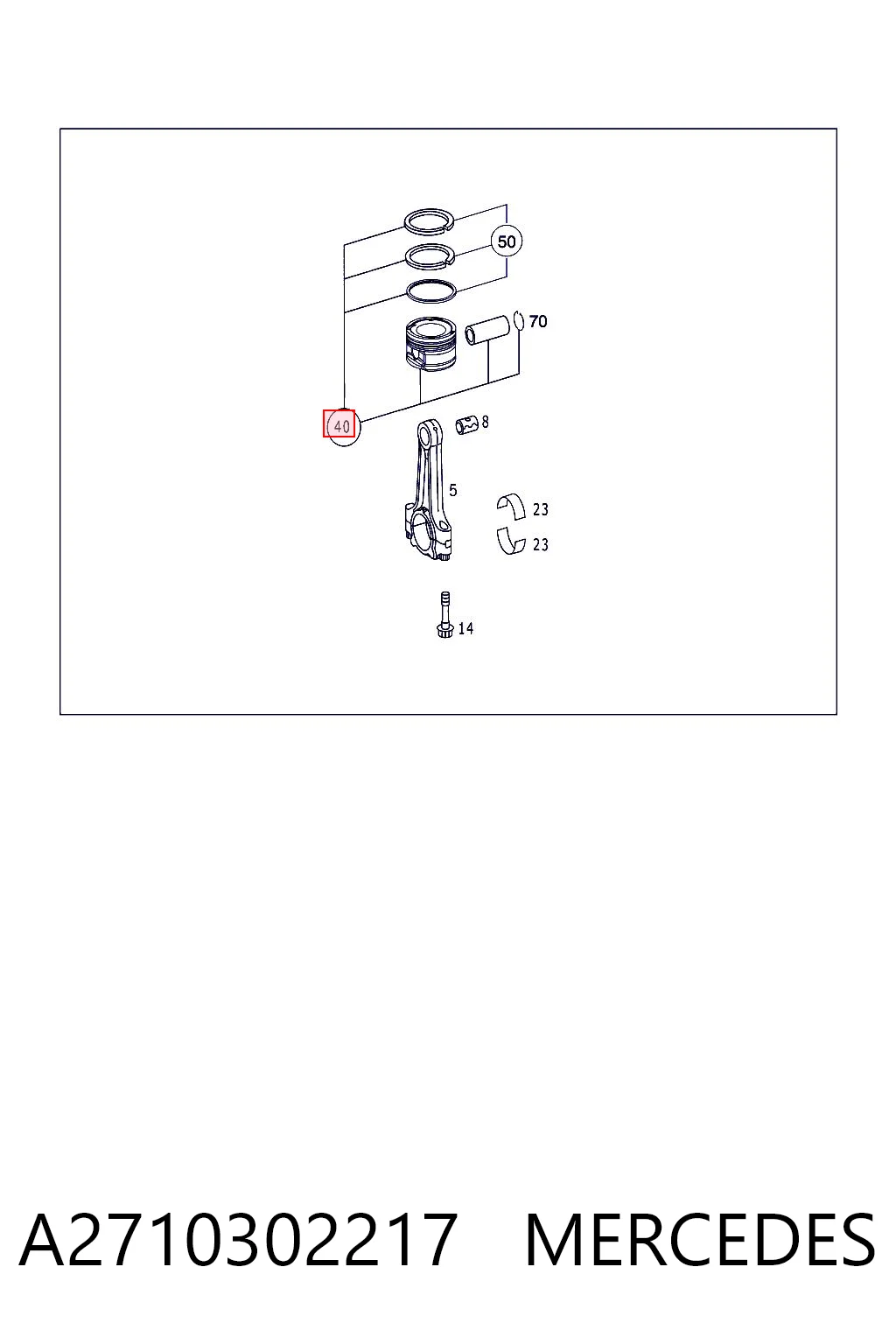Поршня на 1 цилиндр, STD Мерседес-бенц Е 