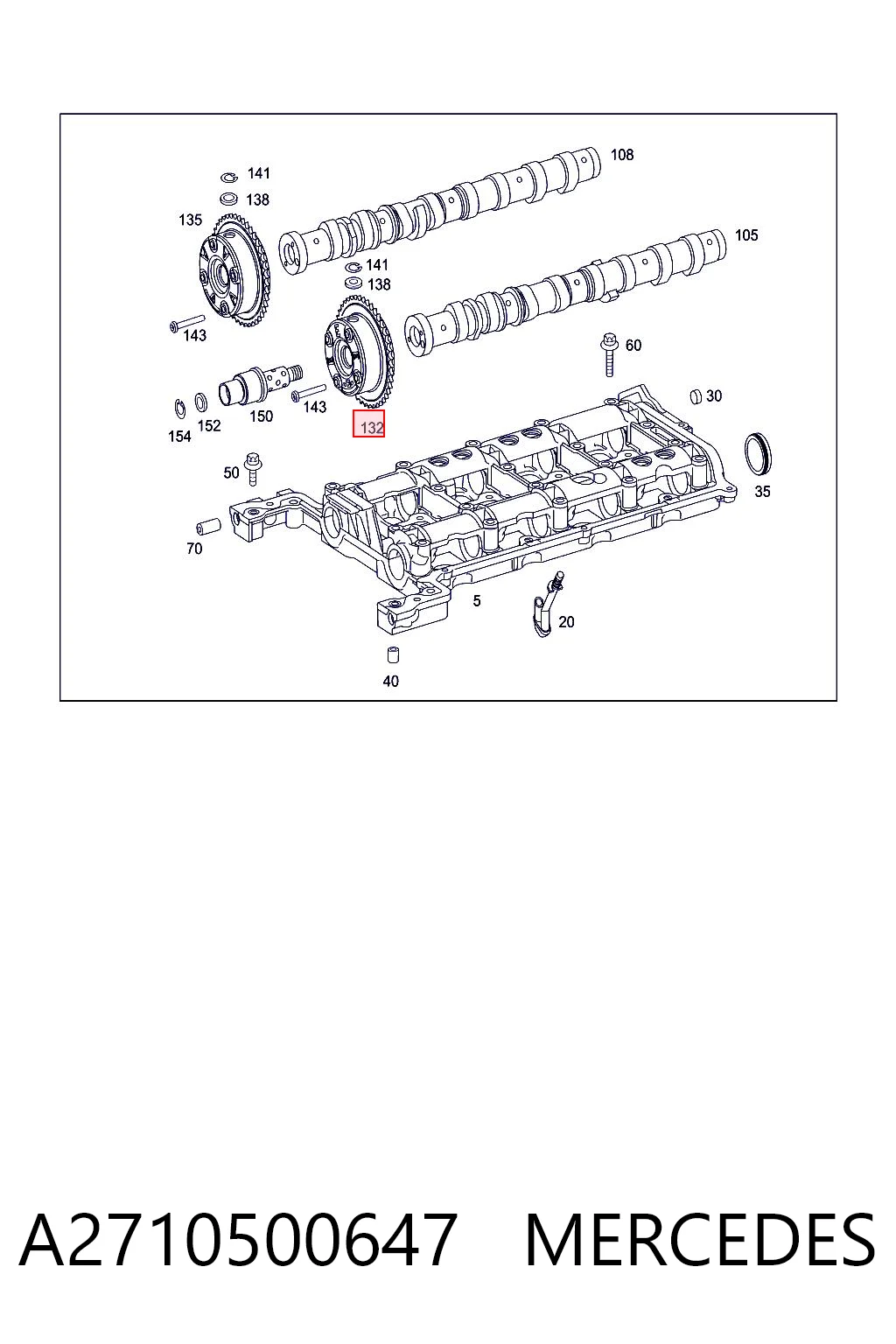 A2710500647 Mercedes Звездочка шестерня распредвала двигателя выпускного