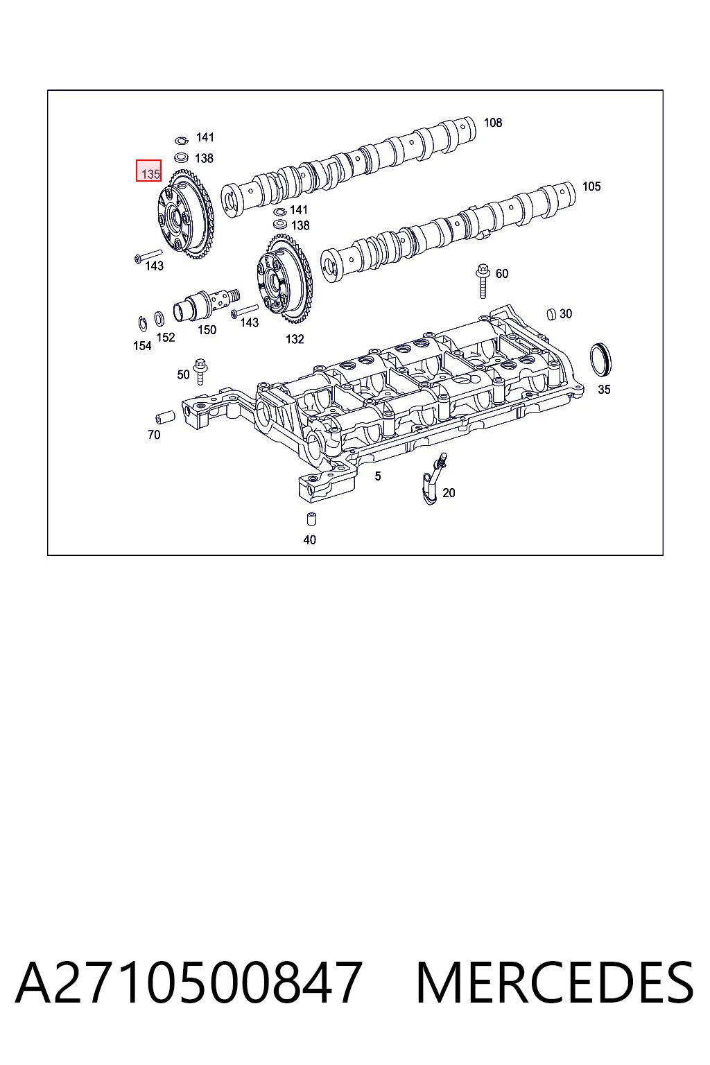 A2710500847 Mercedes Звездочка-шестерня распредвала двигателя, выпускного