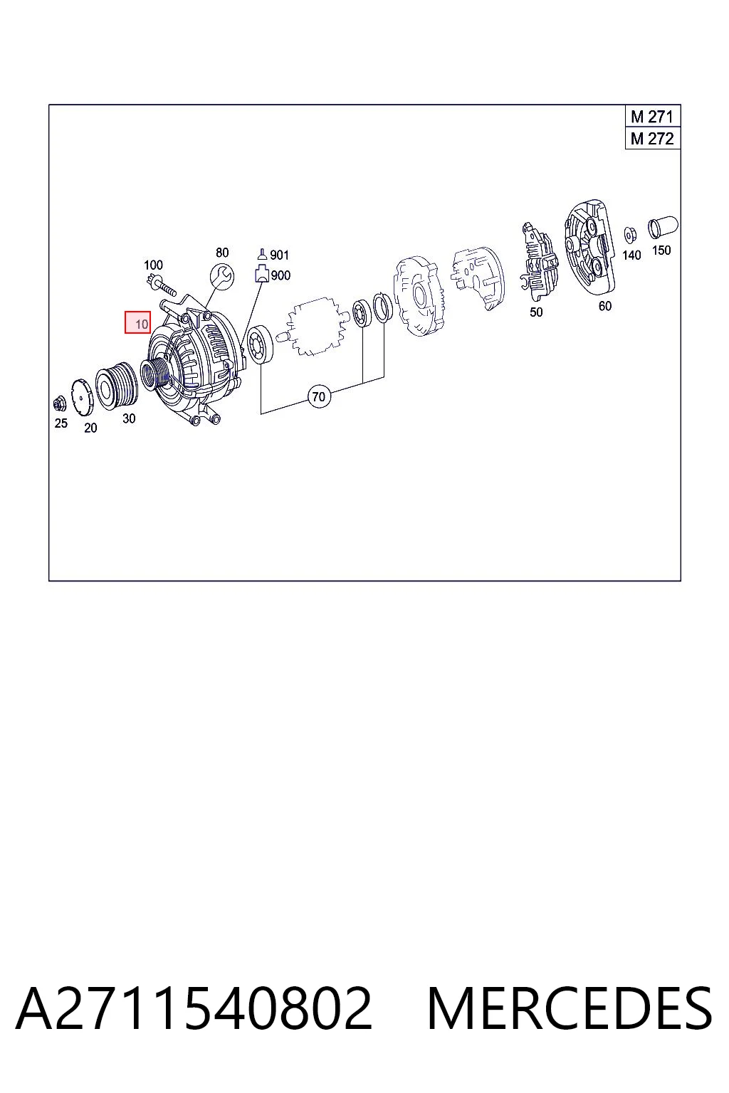 A2711540802 Mercedes Генератор автомобильный