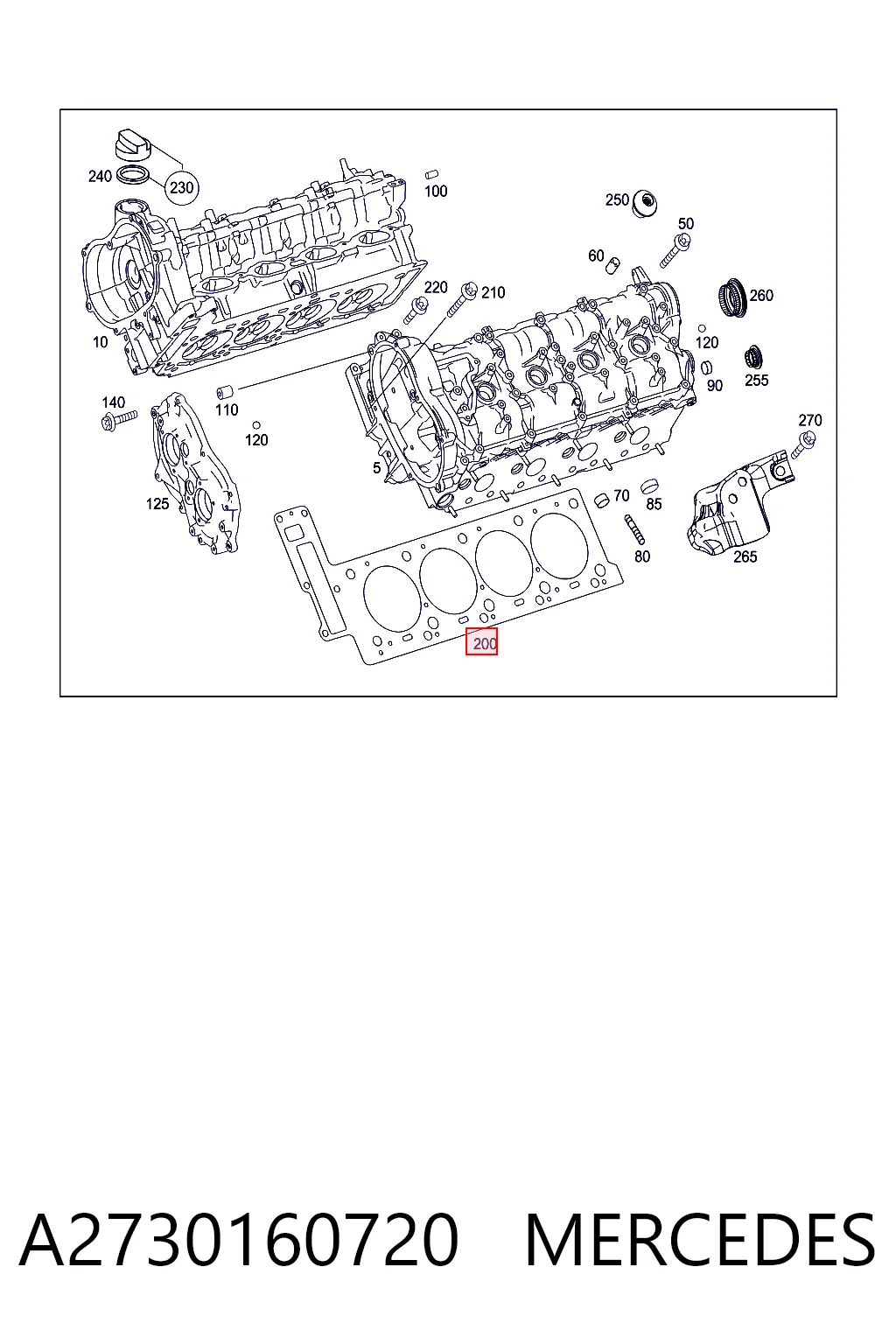 A2730160720 Mercedes Левая прокладка головки блока цилиндров 