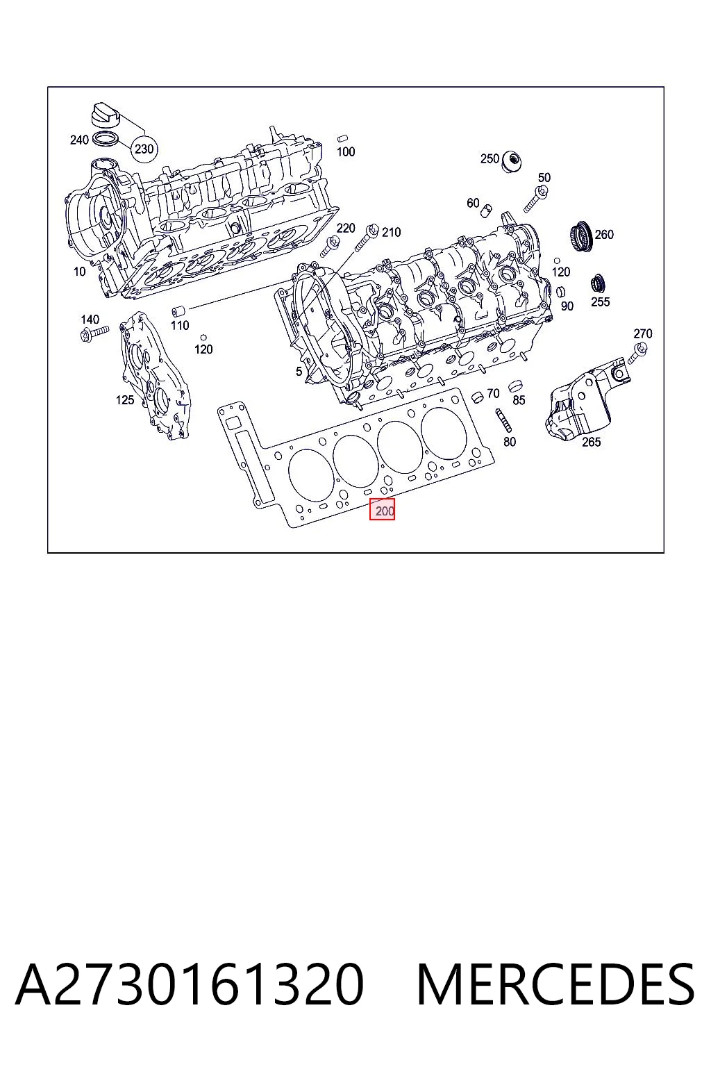 A2730161320 Mercedes Левая прокладка головки блока цилиндров 