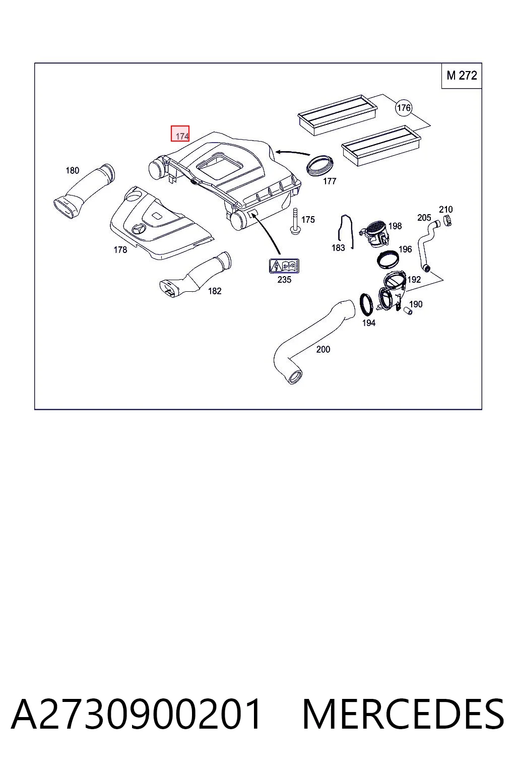 Корпус воздушного фильтра в сборе Mercedes S купе (C216) (2006 - 2013) цена, от 31.68 USD