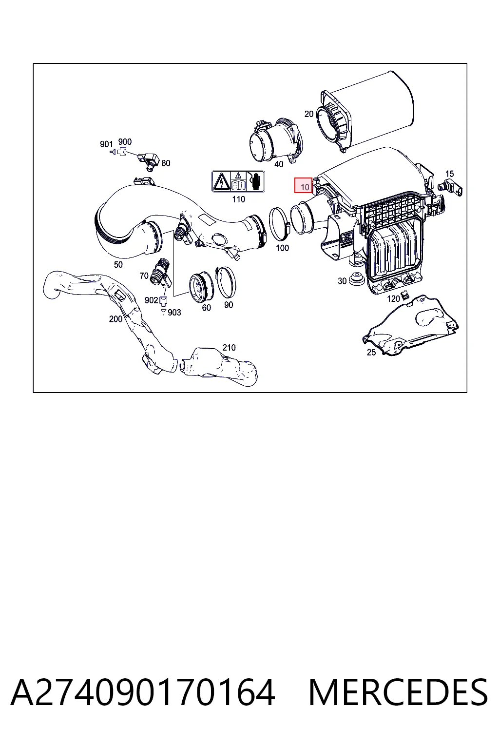 Коробка фильтра на Mercedes C  W205