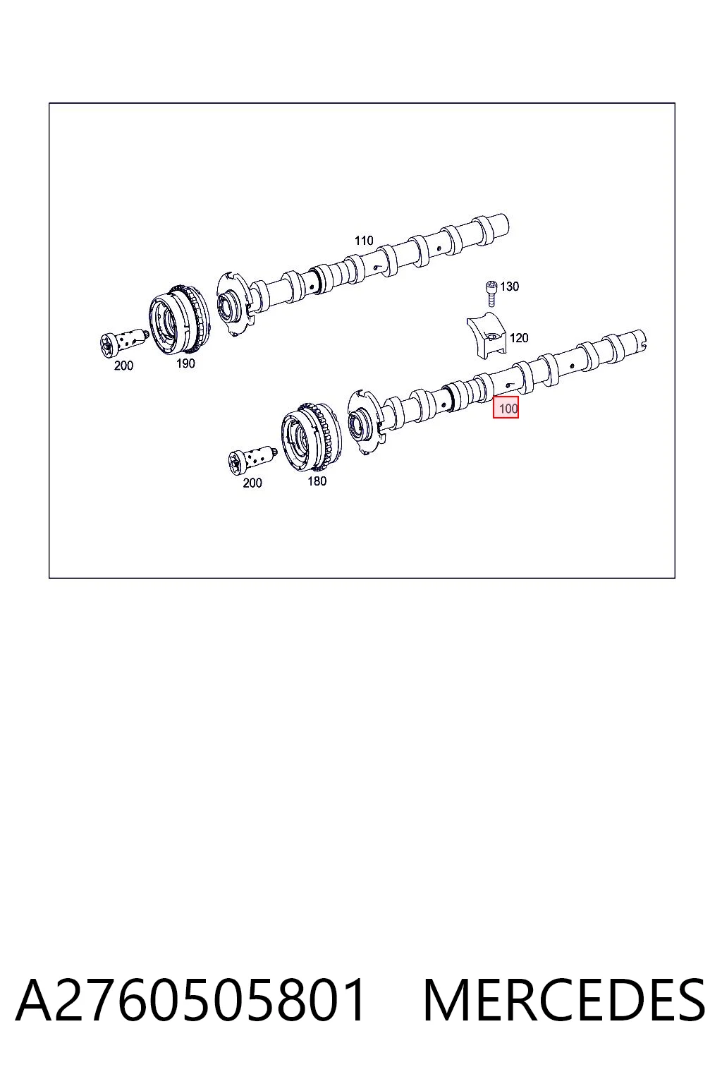 A2760505801 Mercedes Распредвал двигателя впускной правый