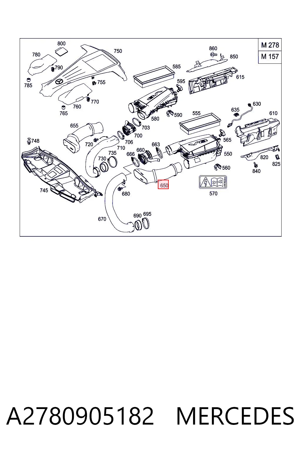 Воздухозаборник воздушного фильтра Mercedes A2780905182 цена, от 71.12 USD