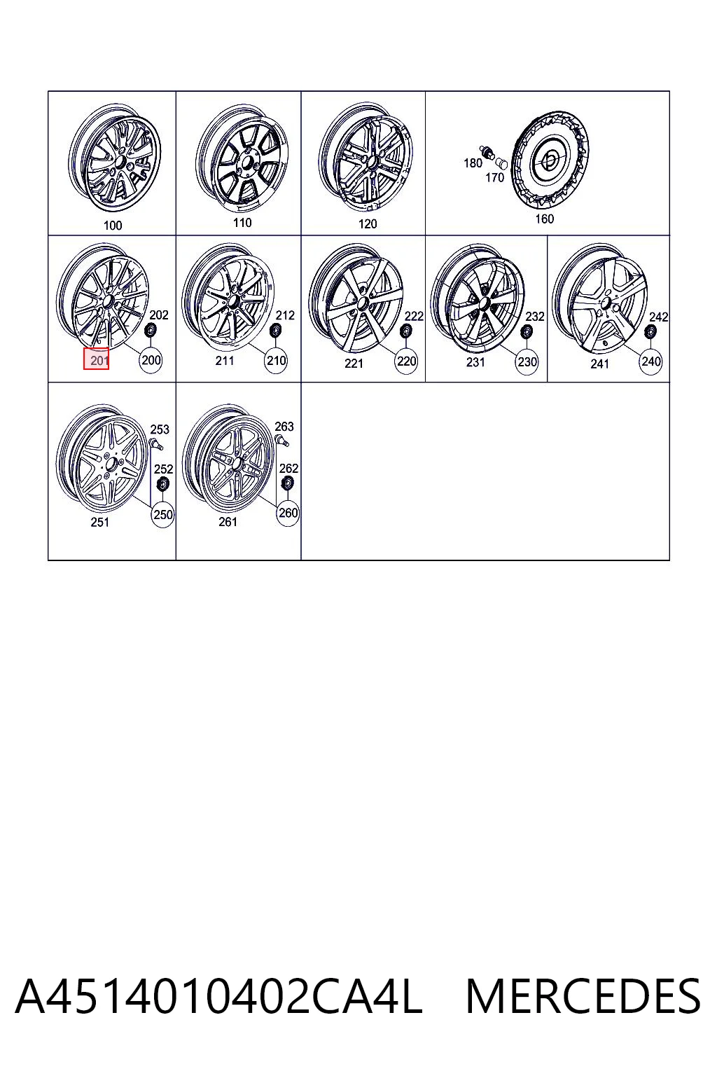 Диски колесные литые (легкосплавные, титановые) MERCEDES A4514010402CA4L