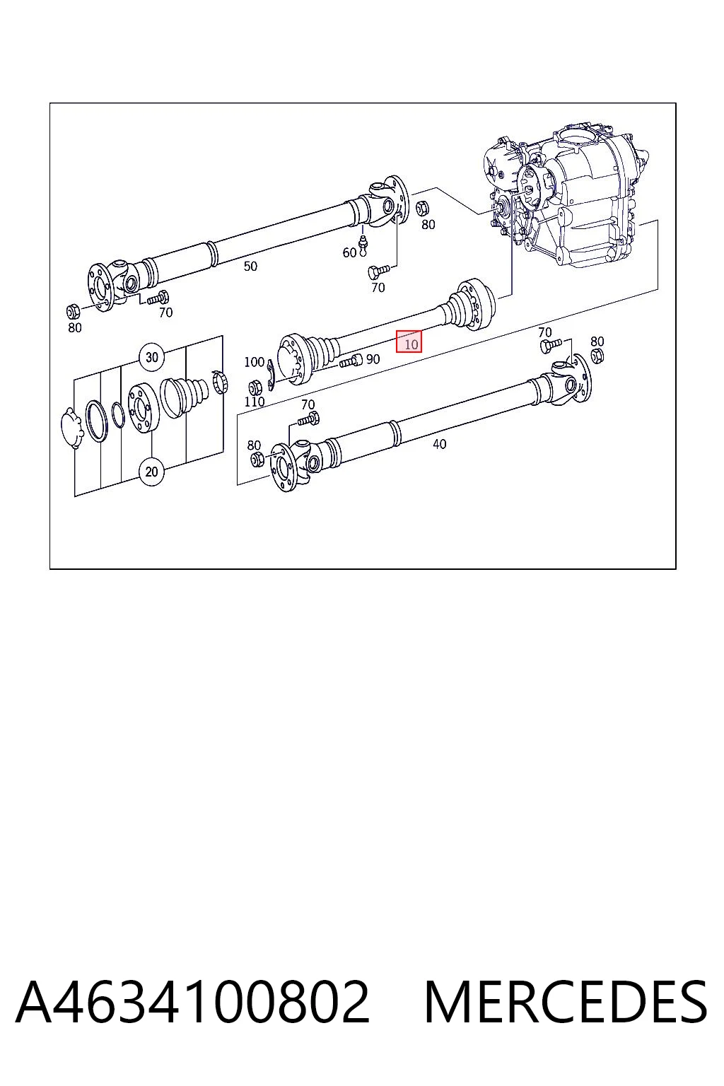 A4634100802 Mercedes Вал карданный между КПП и раздаточной коробкой