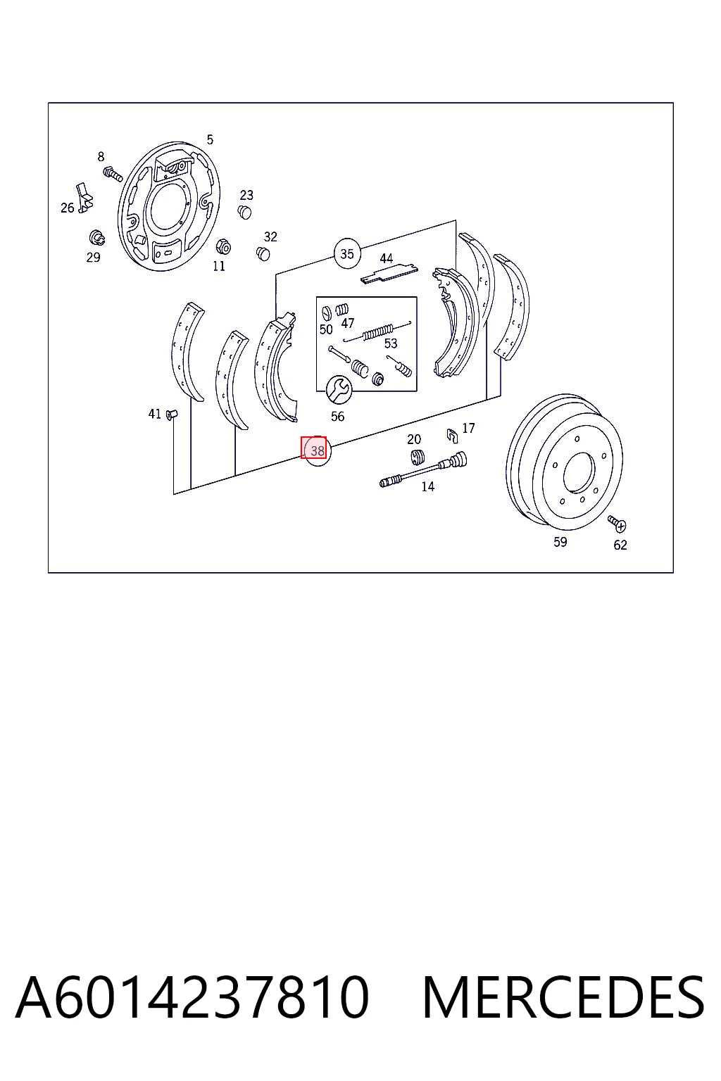Колодки тормозные задние барабанные MERCEDES A6014237810