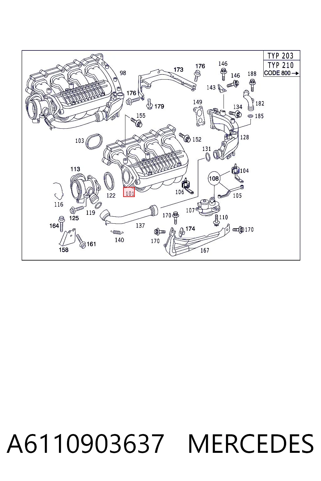 A6110903637 Mercedes Коллектор впускной