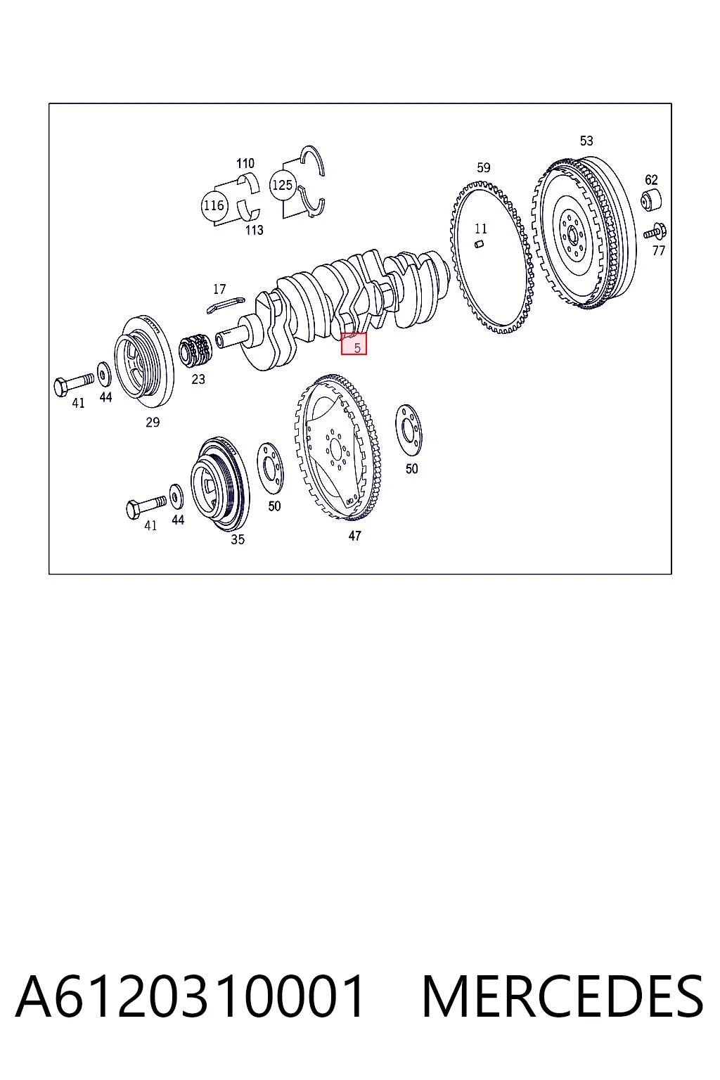 Коленвал двигателя на Mercedes ML/GLE  W163