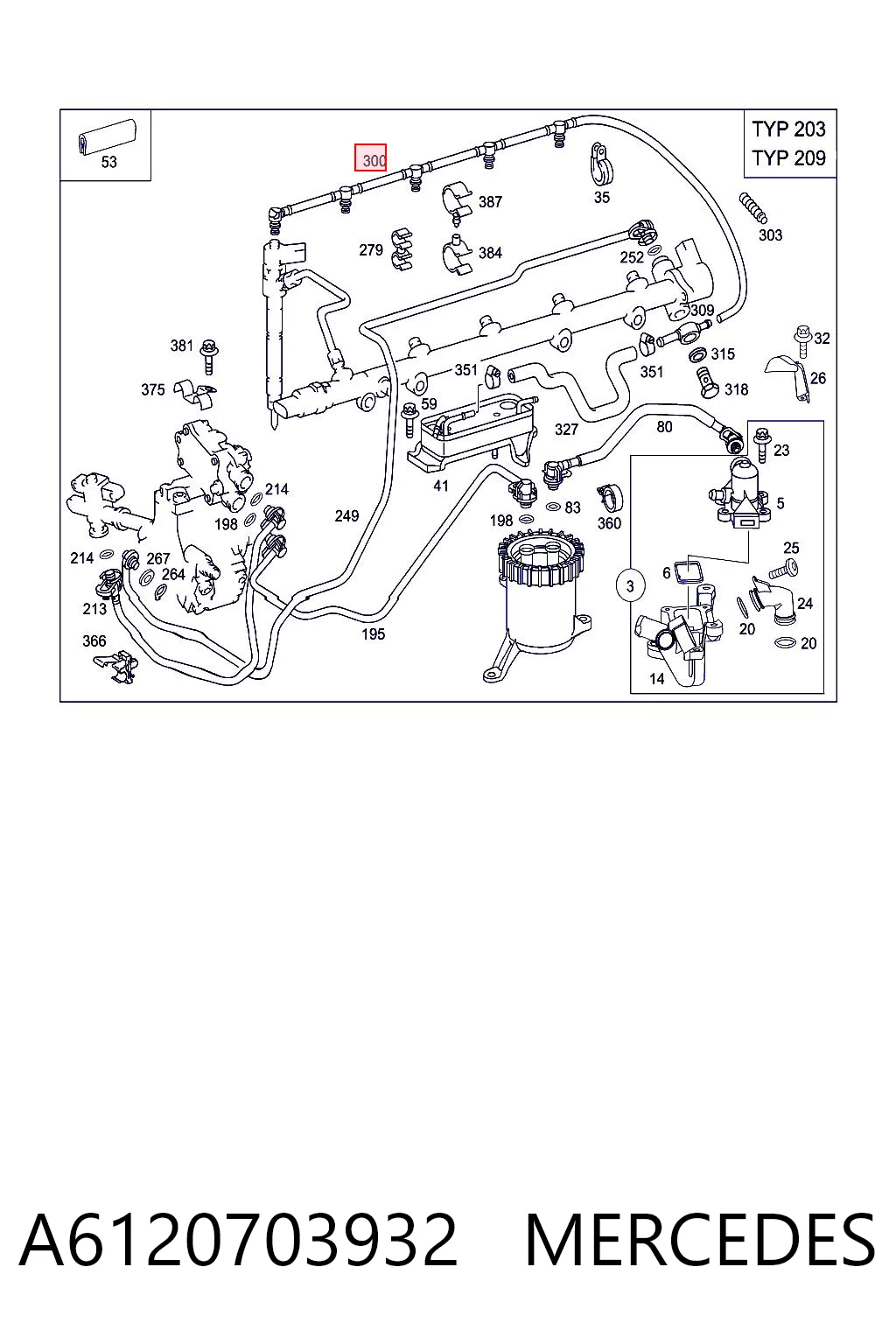 A6120703932 Mercedes Трубка топливная обратная от форсунок