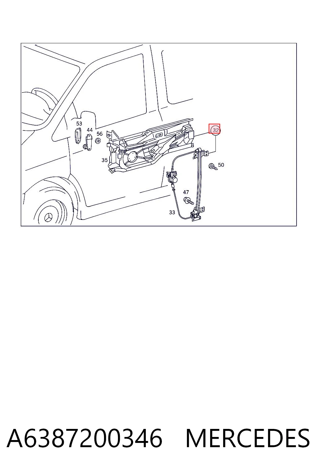 Механизм подъема стекол на Mercedes V  638