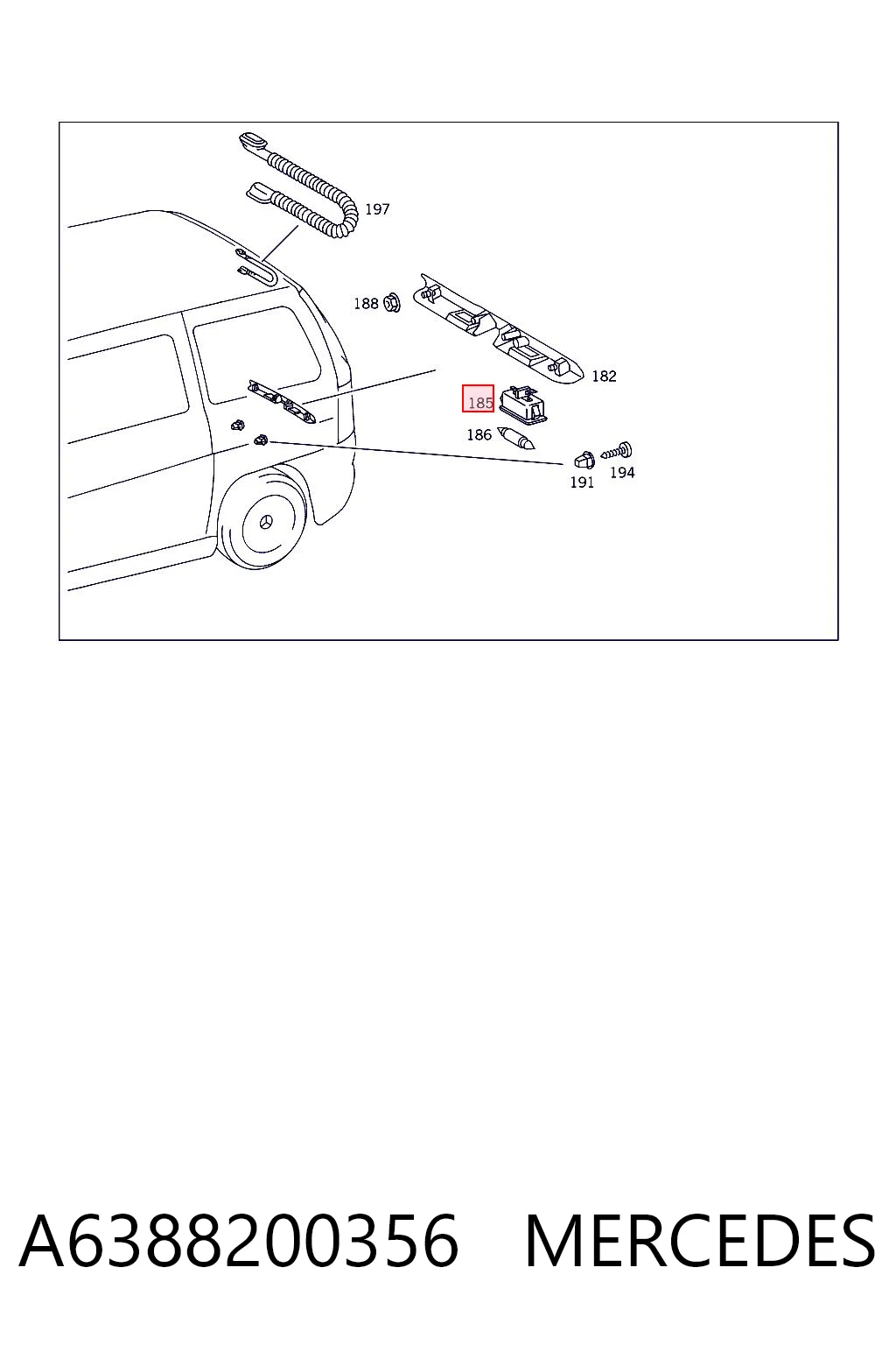 Фонарь освещения номера на Mercedes V  638