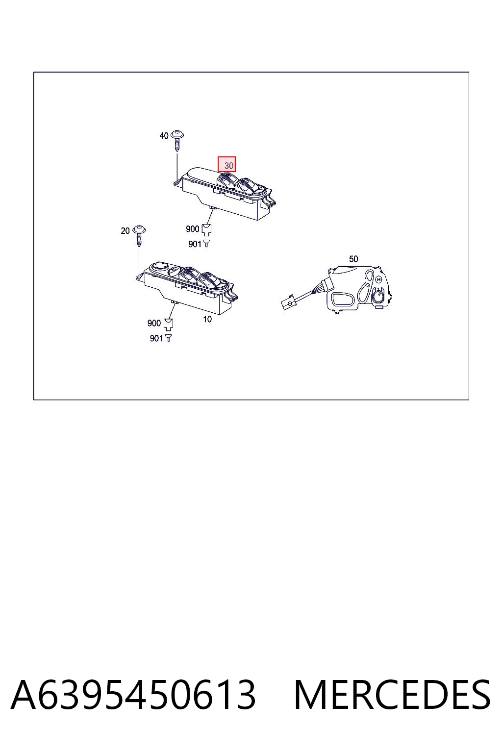A6395450613 Mercedes Кнопки переднего правого стекло подъёмника