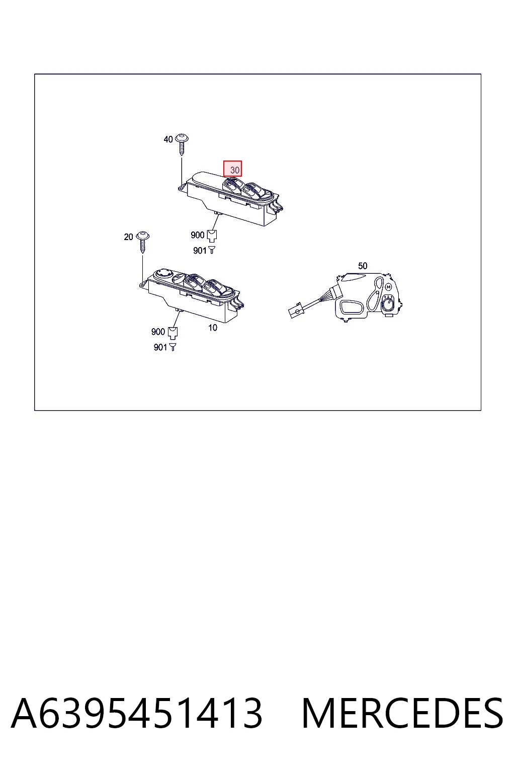 A6395451413 Mercedes Кнопки переднего правого стекло подъёмника