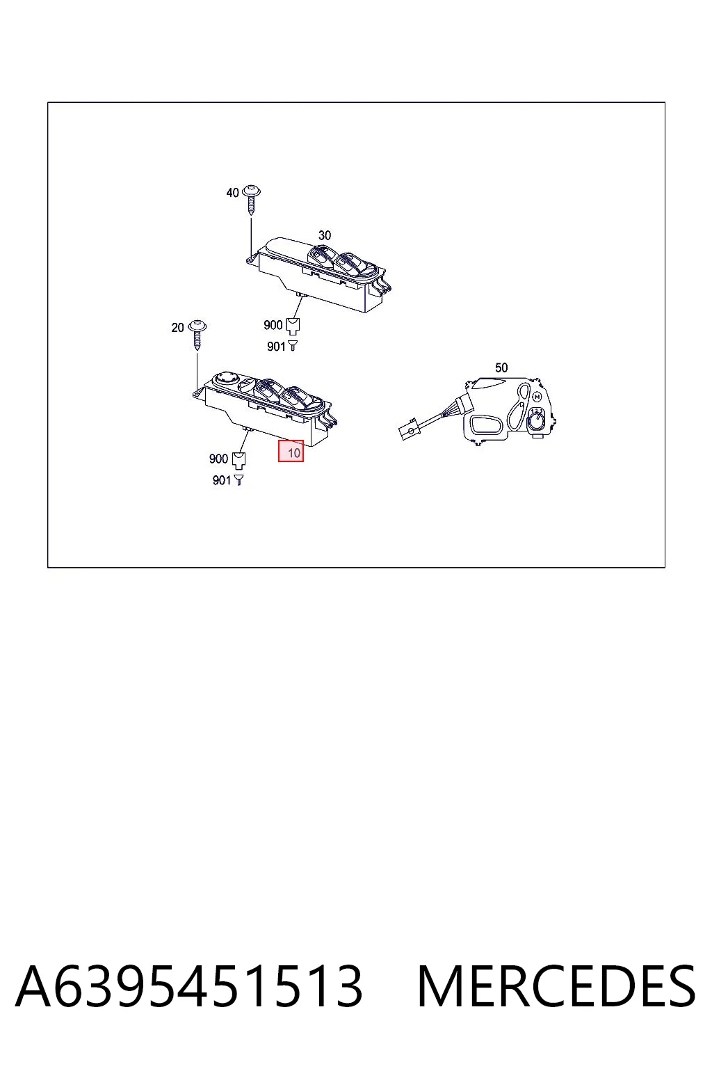 A6395451513 Mercedes Кнопки переднего левого стекло подъёмника