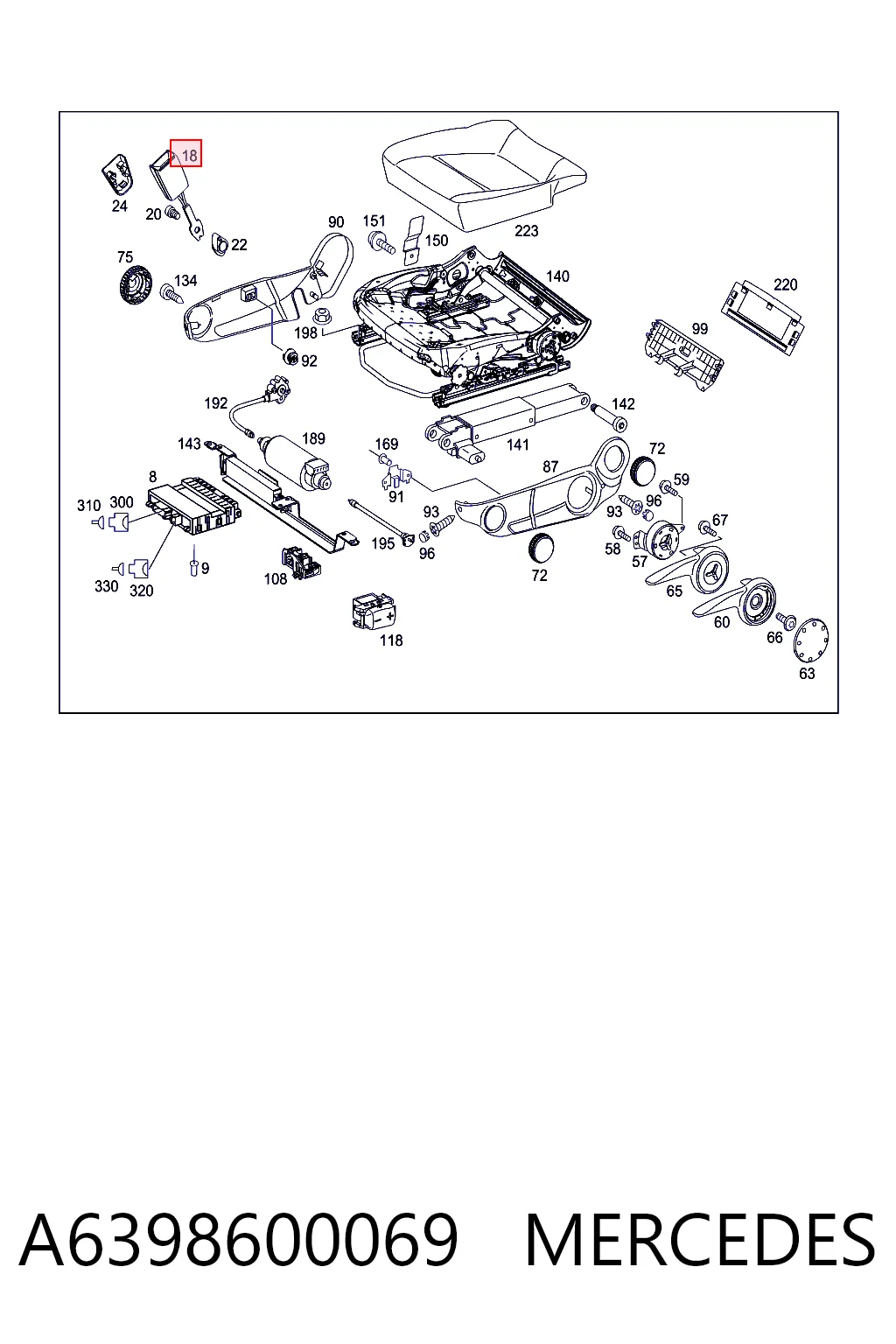 A6398600069 Mercedes Рычаг фиксации ремня безопасности, левый