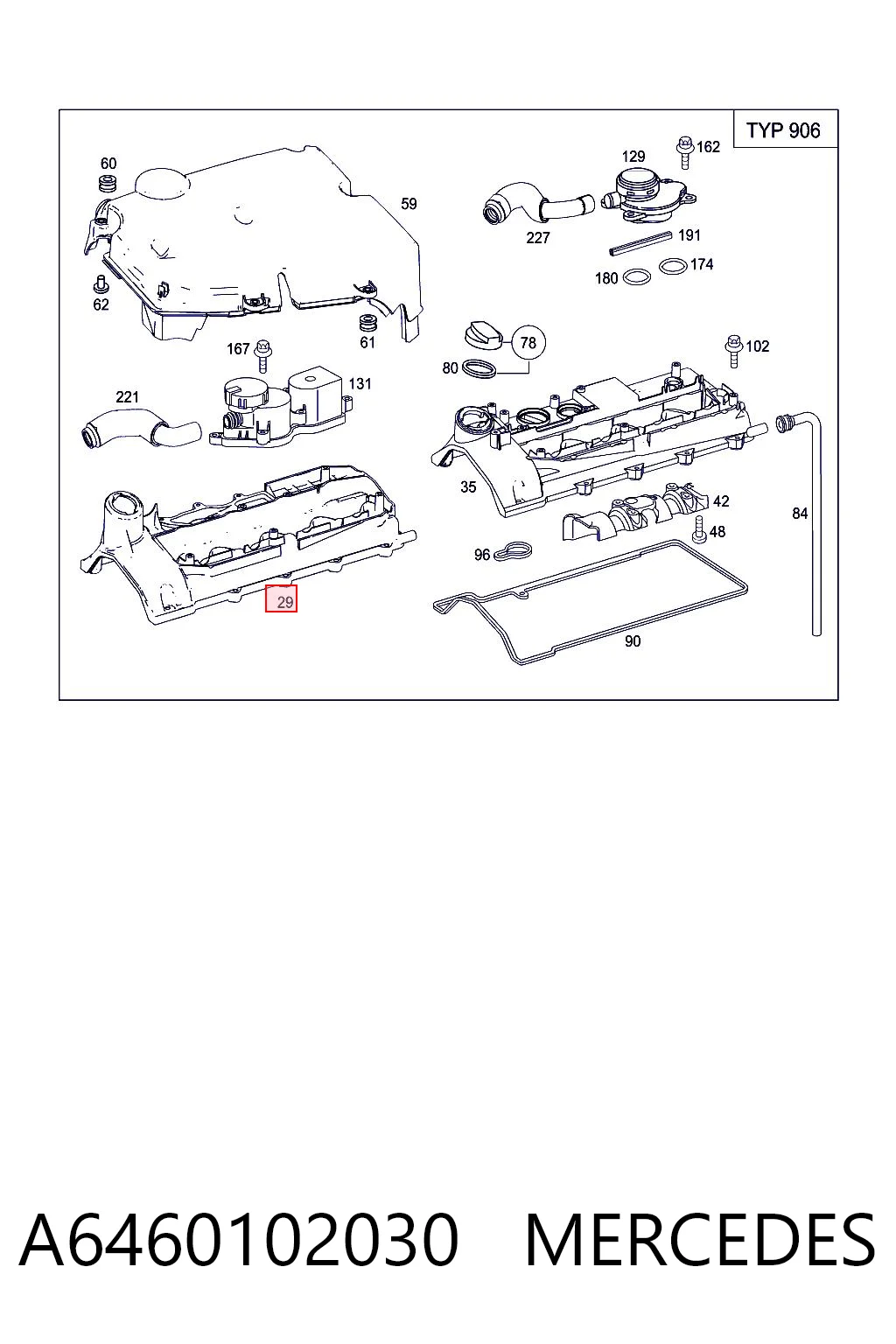 Крышка клапанная Mercedes Sprinter II 4,6-t фургон (906) (2006 - 2020) цена, от 70.54 USD