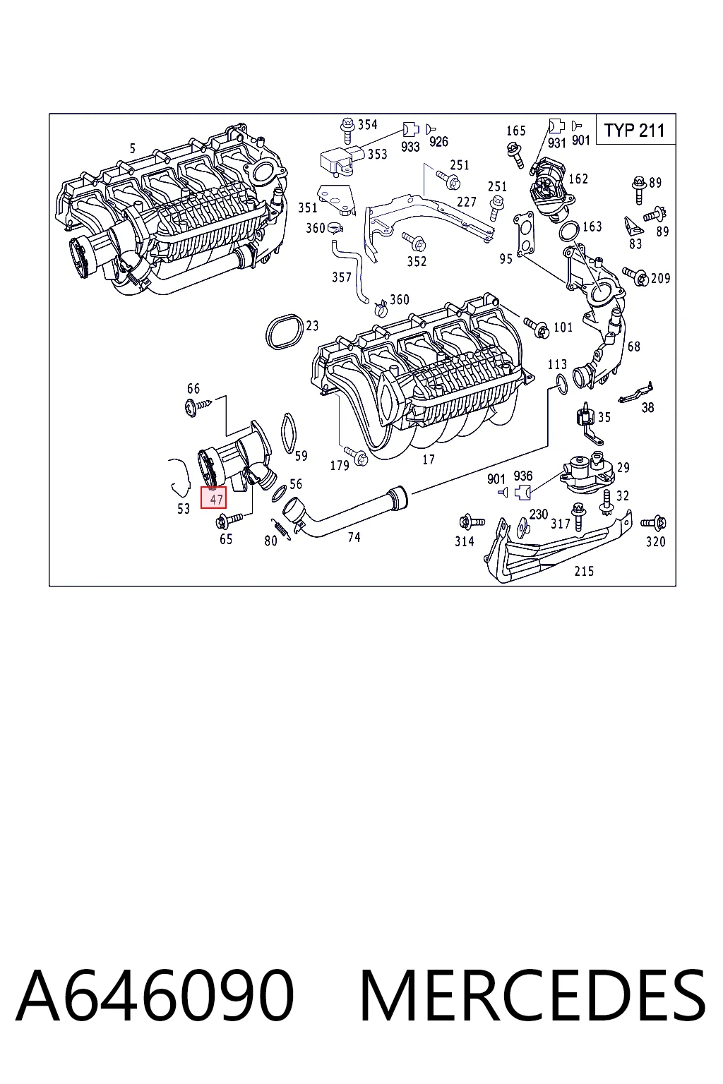 A646090 Mercedes Регулирующая заслонка EGR