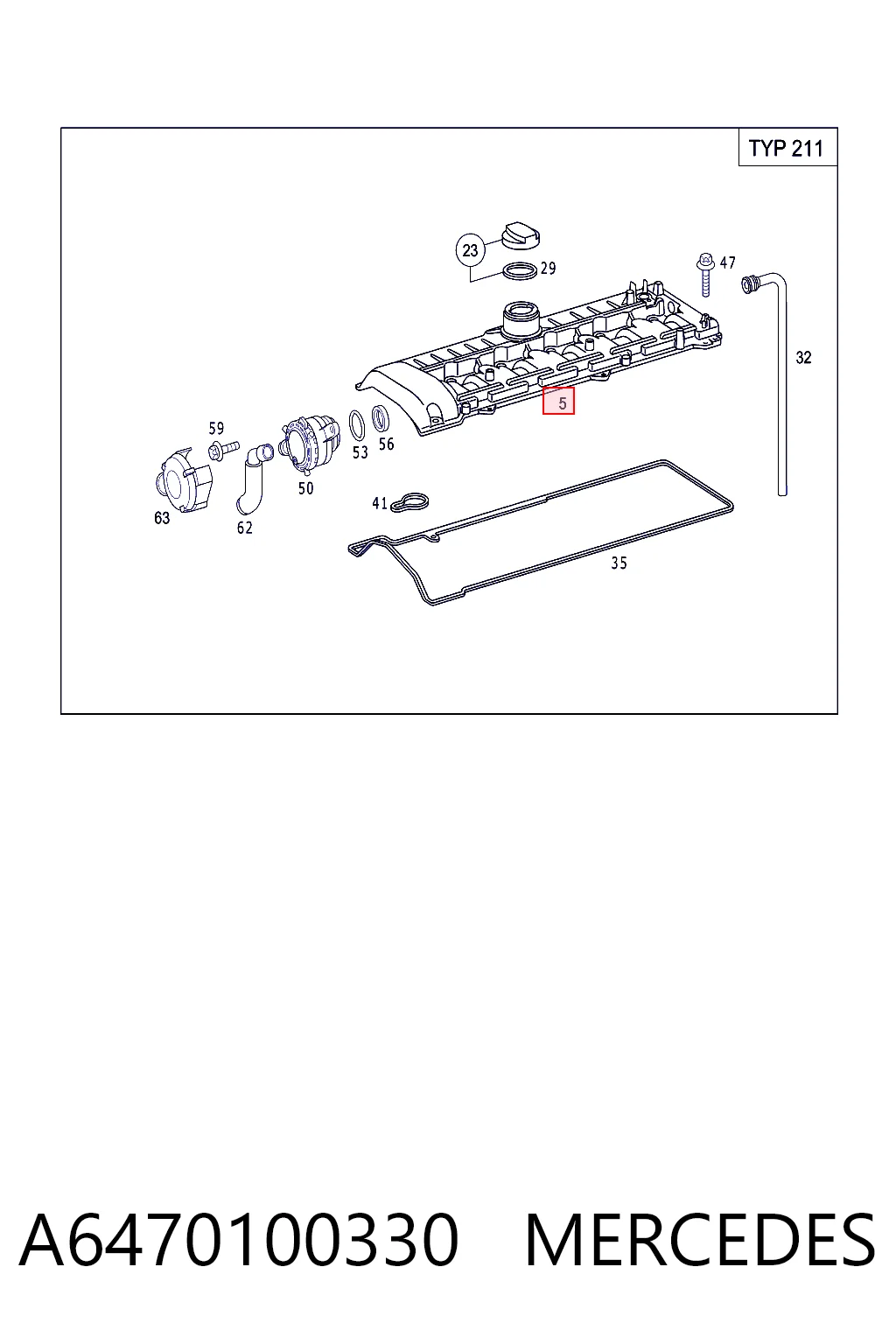 Крышка клапанная Mercedes E седан (W211) (2002 - 2008) цена, от 51.19 USD