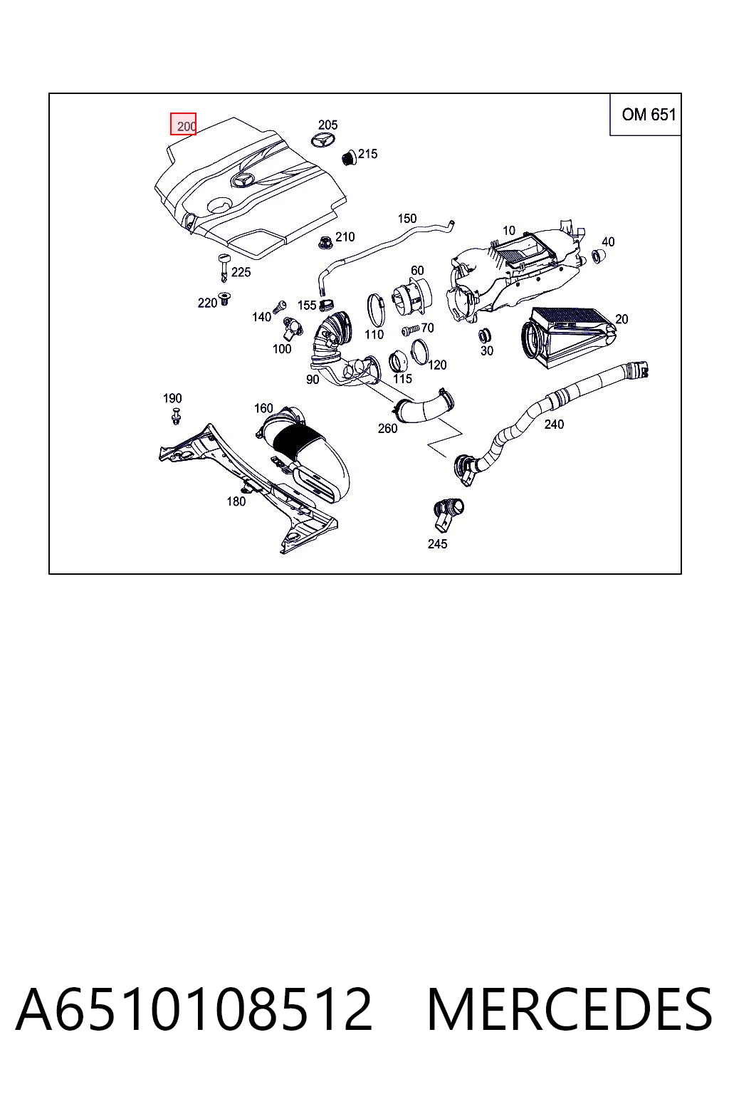 Крышка мотора декоративная на Mercedes C  W205