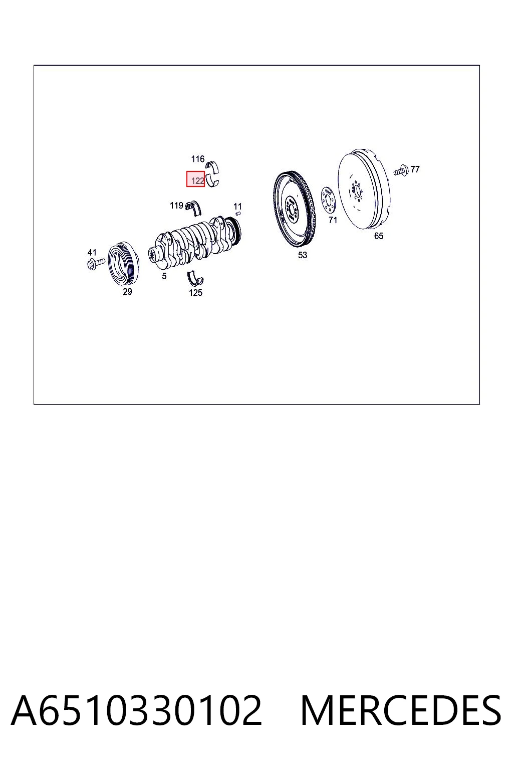 A6510330102 Mercedes Подшипник скольжения коленвала