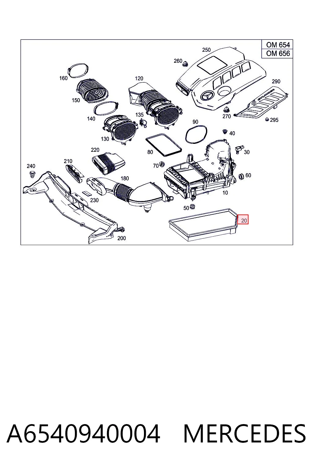 A6540940004 Mercedes Воздушный фильтр двигателя