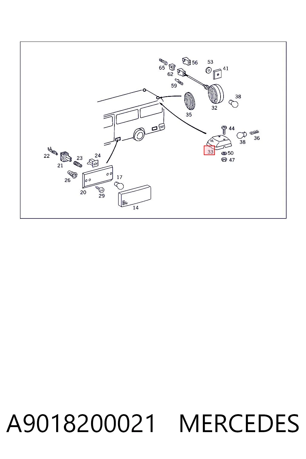 A9018200021 Mercedes Лампочка освещения салона
