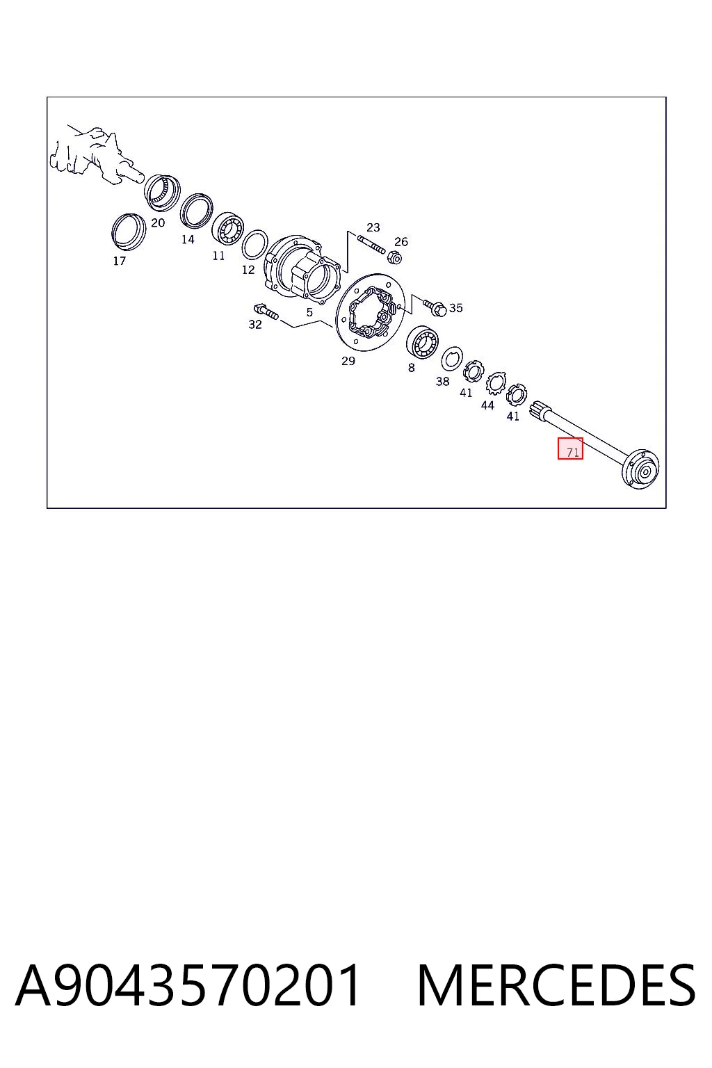 Полуось задняя Mercedes Sprinter 904