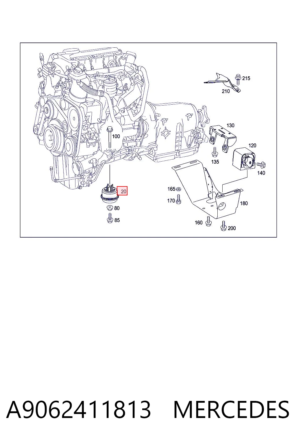 A9062411813 Mercedes Подушка (опора) двигателя, левая