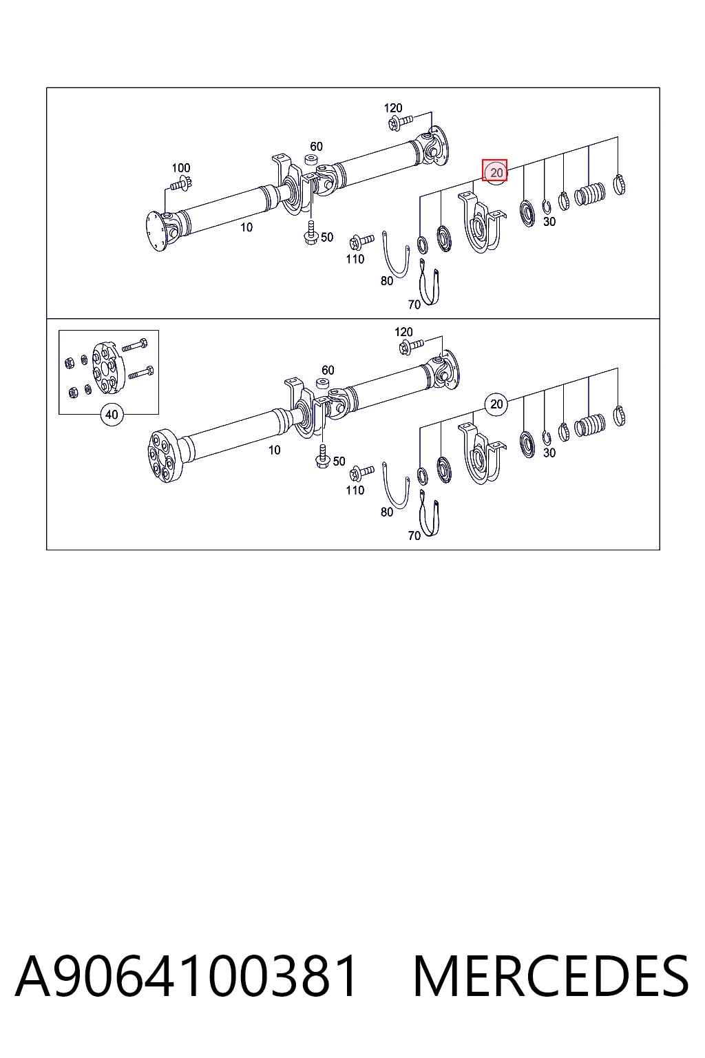 A9064100381 Mercedes Подвесной подшипник кардана