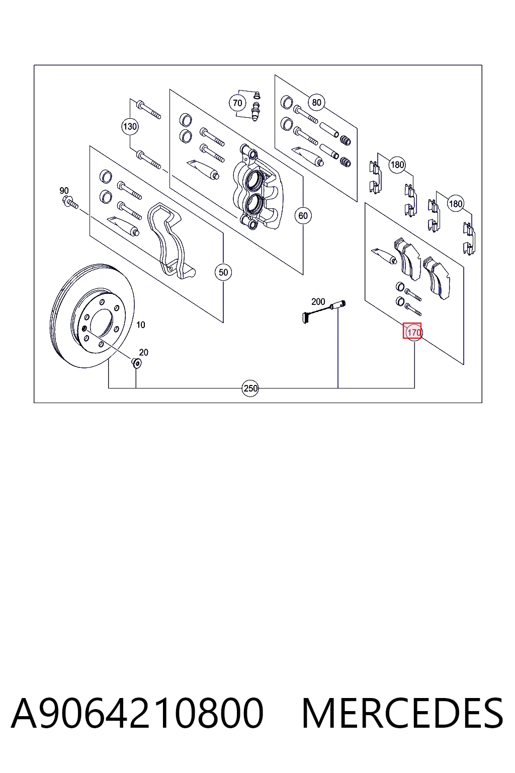 Колодки тормозные передние дисковые MERCEDES A9064210800