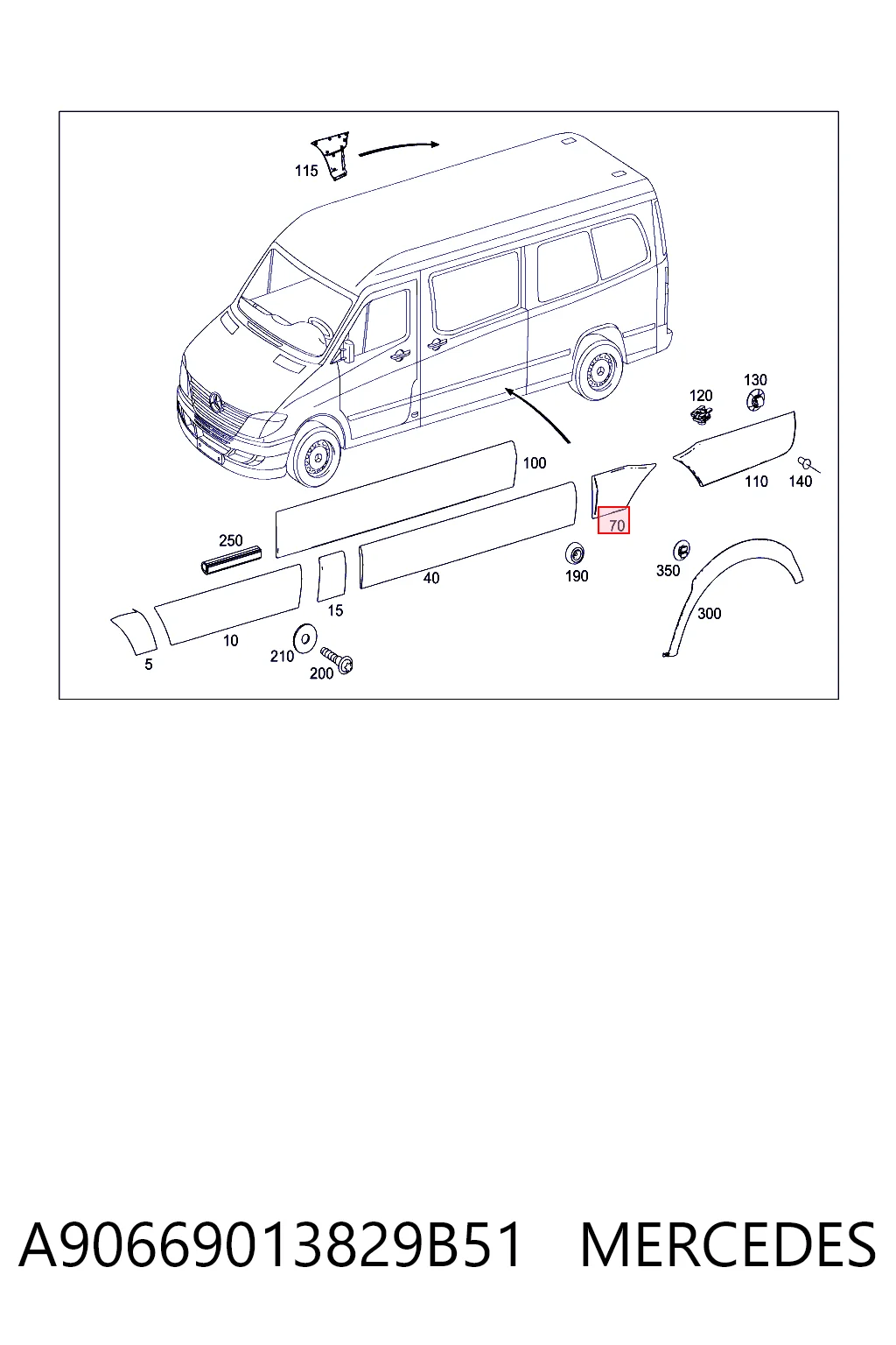 Накладка заднего левого крыла Mercedes 9066903200 цена, от 25.05 USD