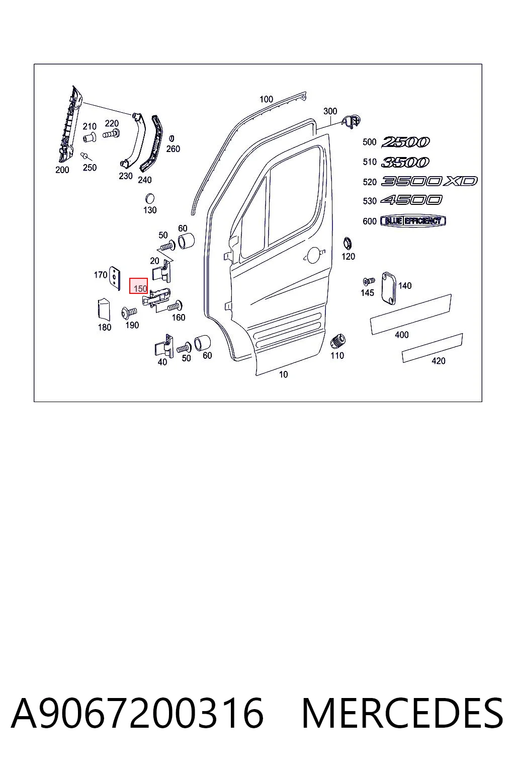 A9067200316 Mercedes Ограничитель открывания двери