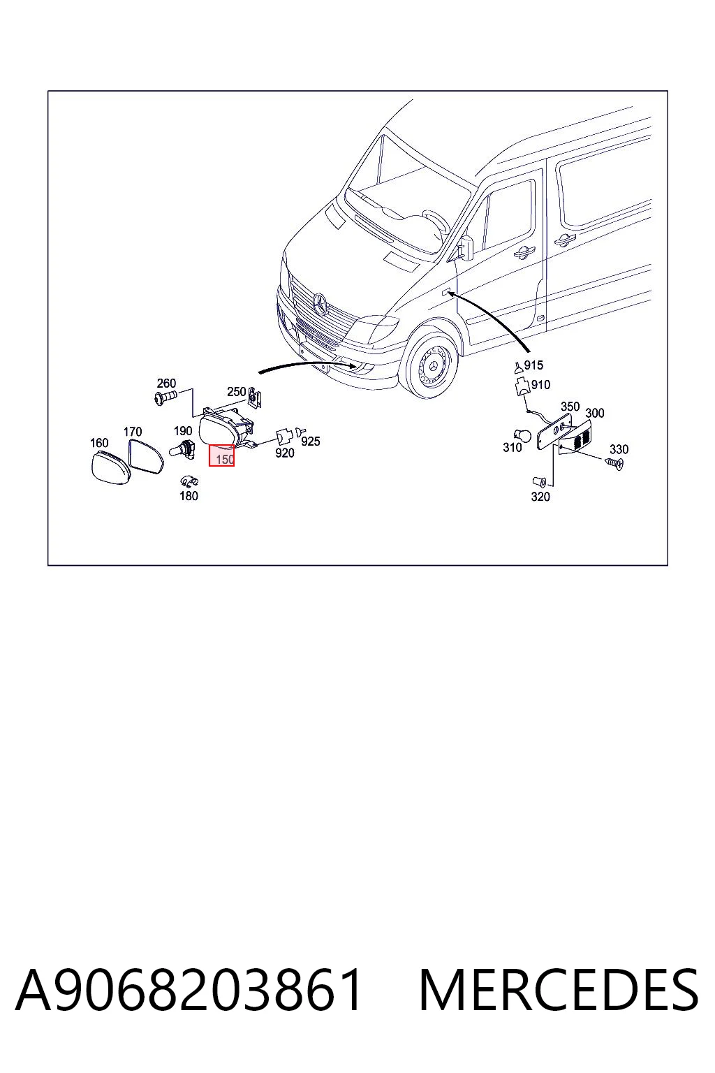 A9068203861 Mercedes Противотуманная фара левая