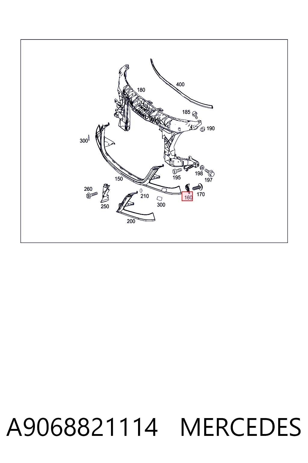 A9068821114 Mercedes Кронштейн нижней накладки фар, правый