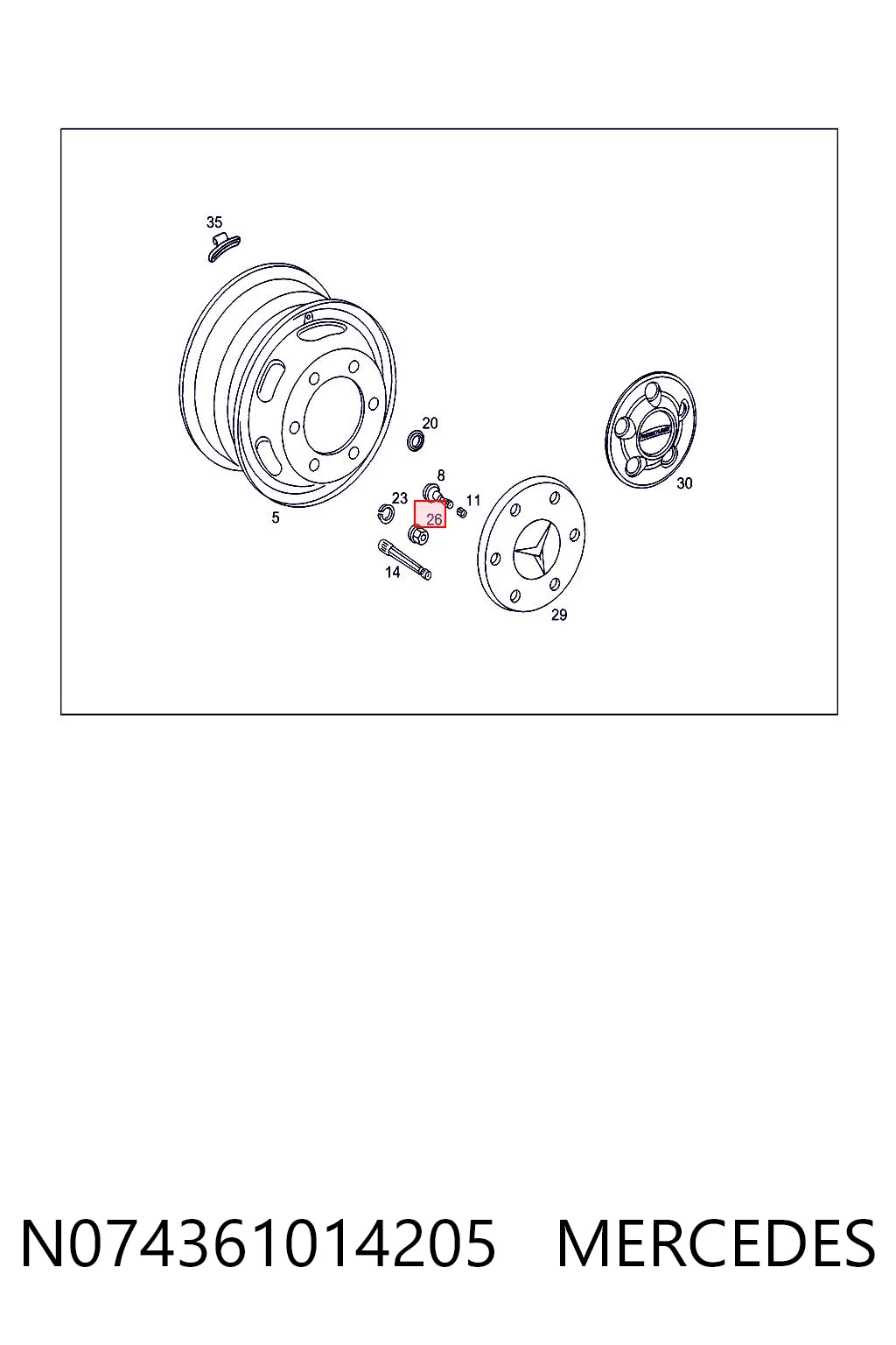 Гайка колесная MERCEDES N074361014205