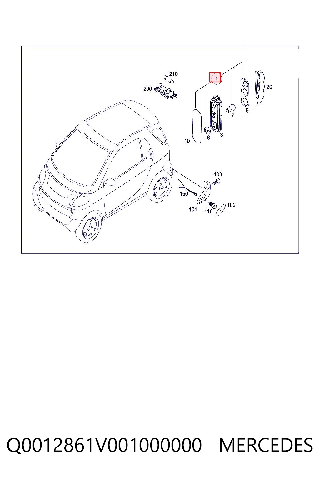 Фонарь задний правый Smart FORTWO кабриолет (450) (2004 - 2007) цена, от 13.19 USD