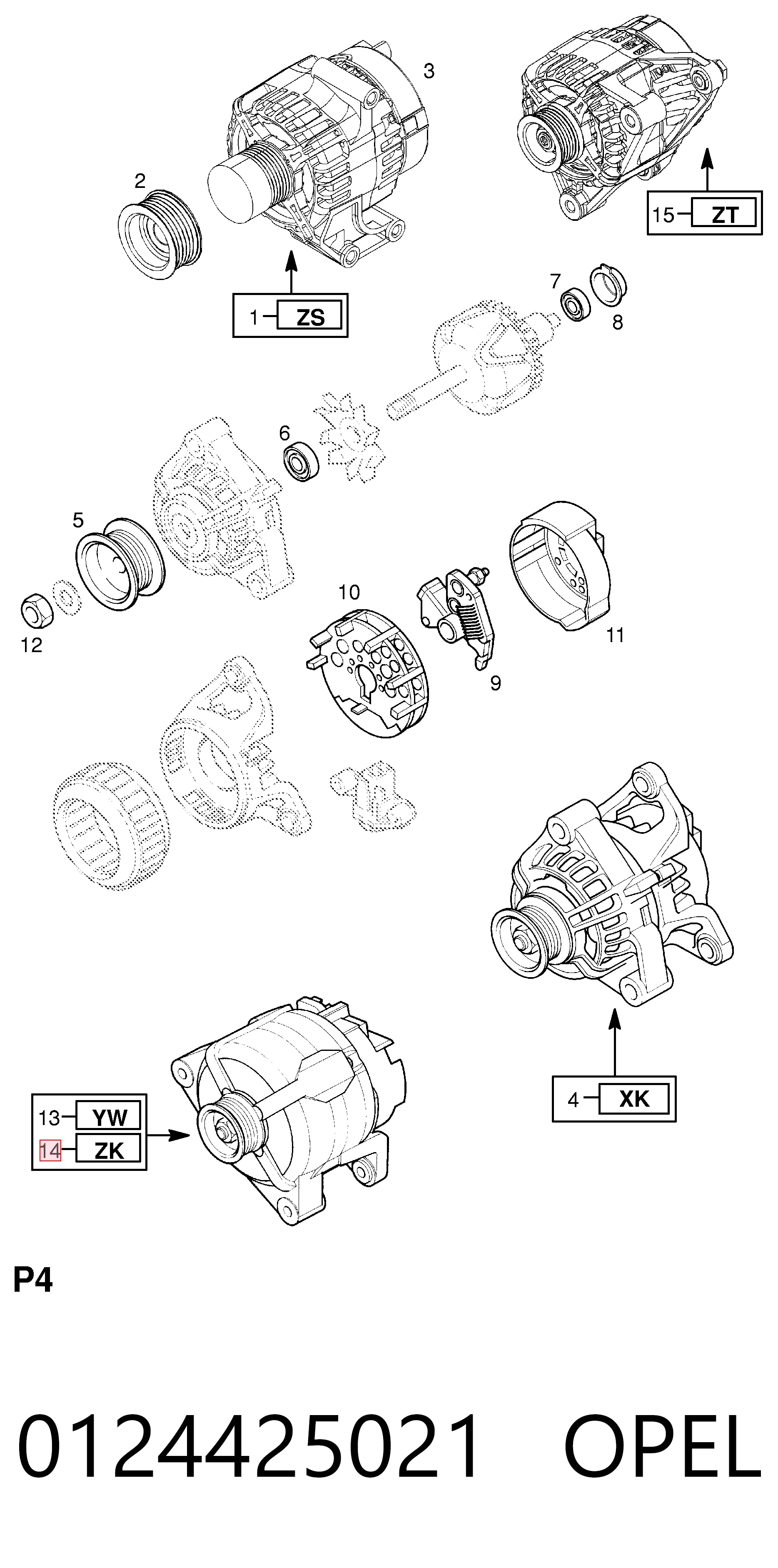 0124425021 Opel Генератор автомобильный