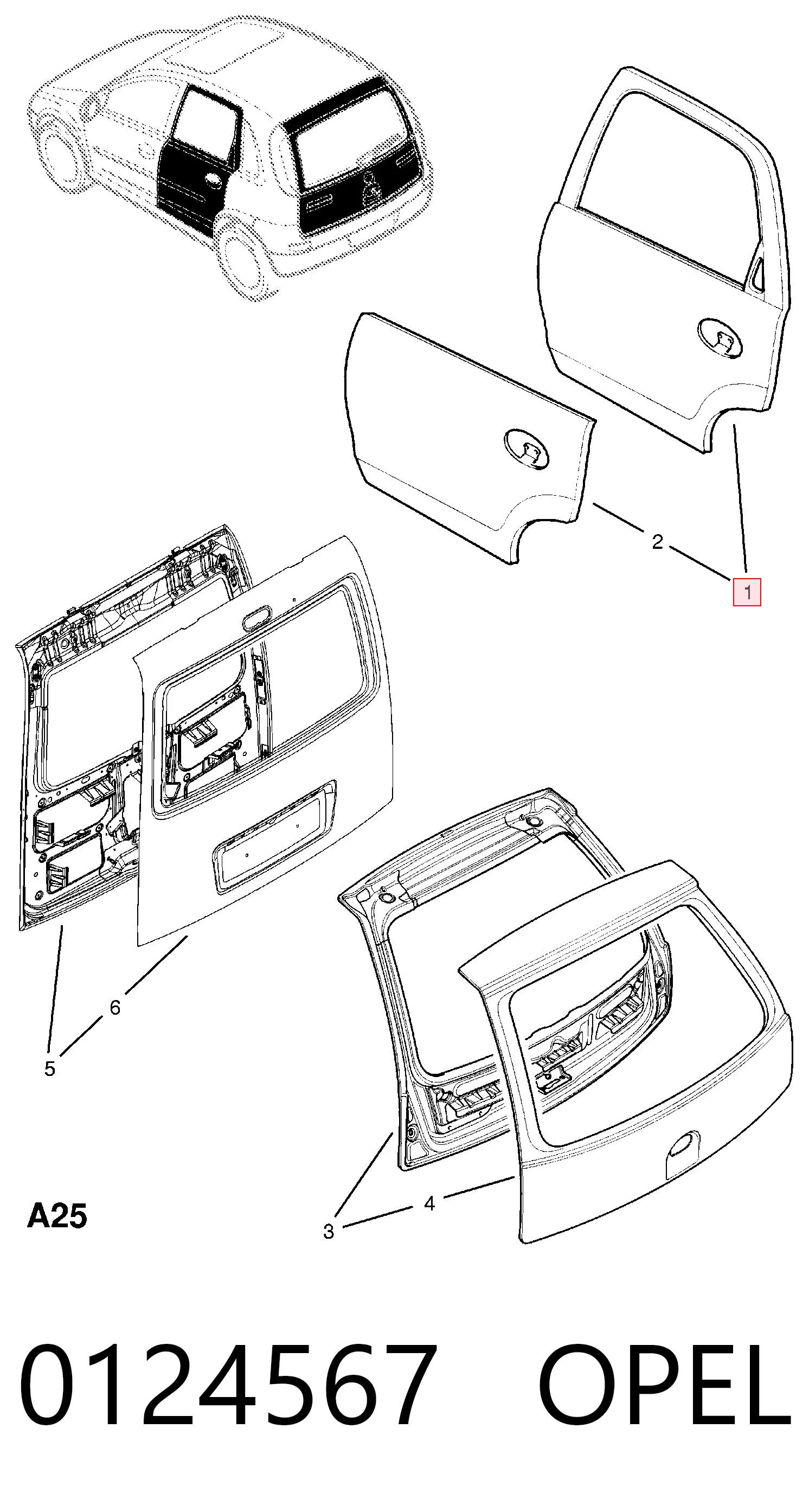 Дверь задняя, правая на Opel Corsa C F08, F68