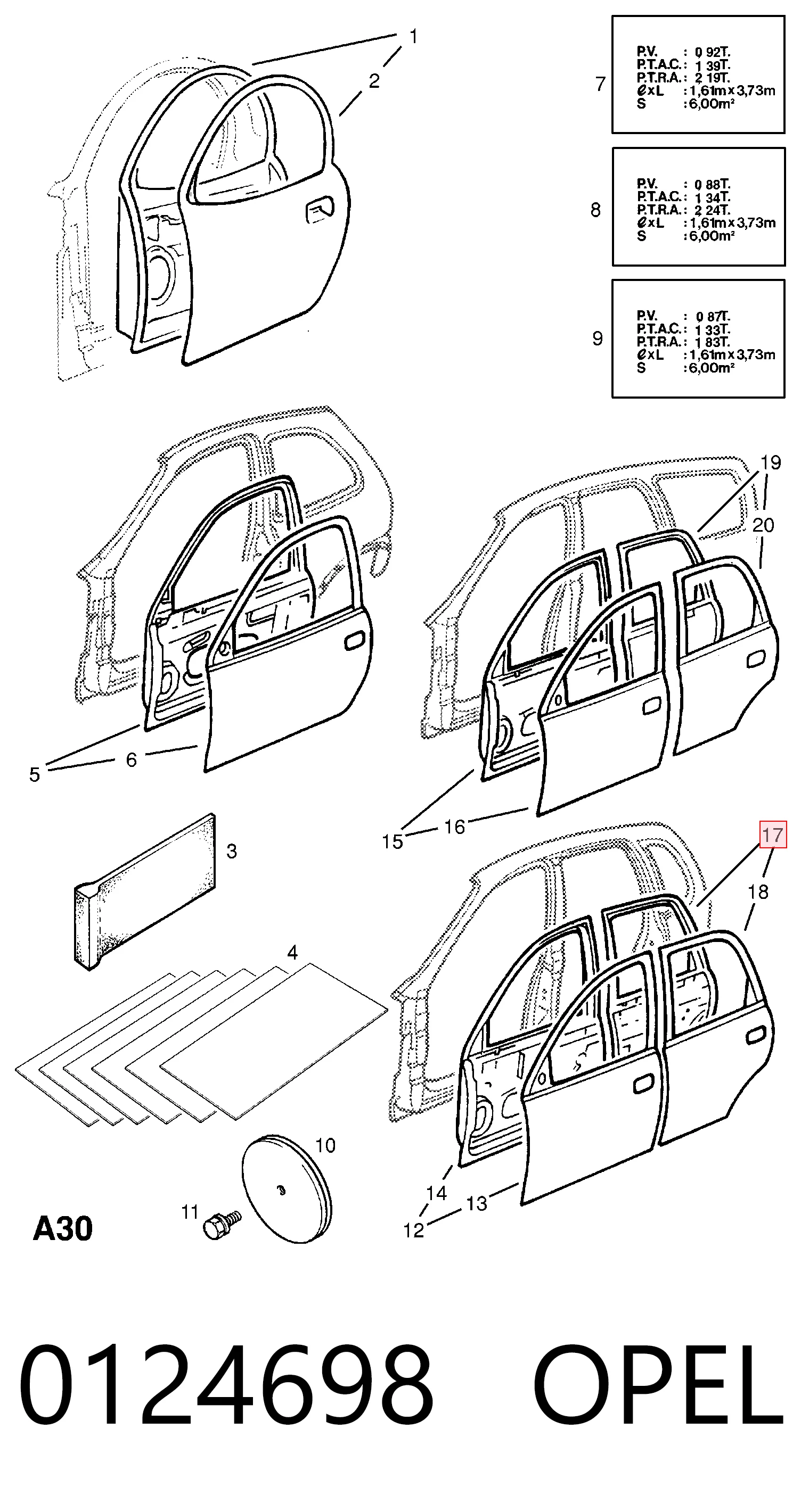 Дверь задняя правая Opel Corsa S93